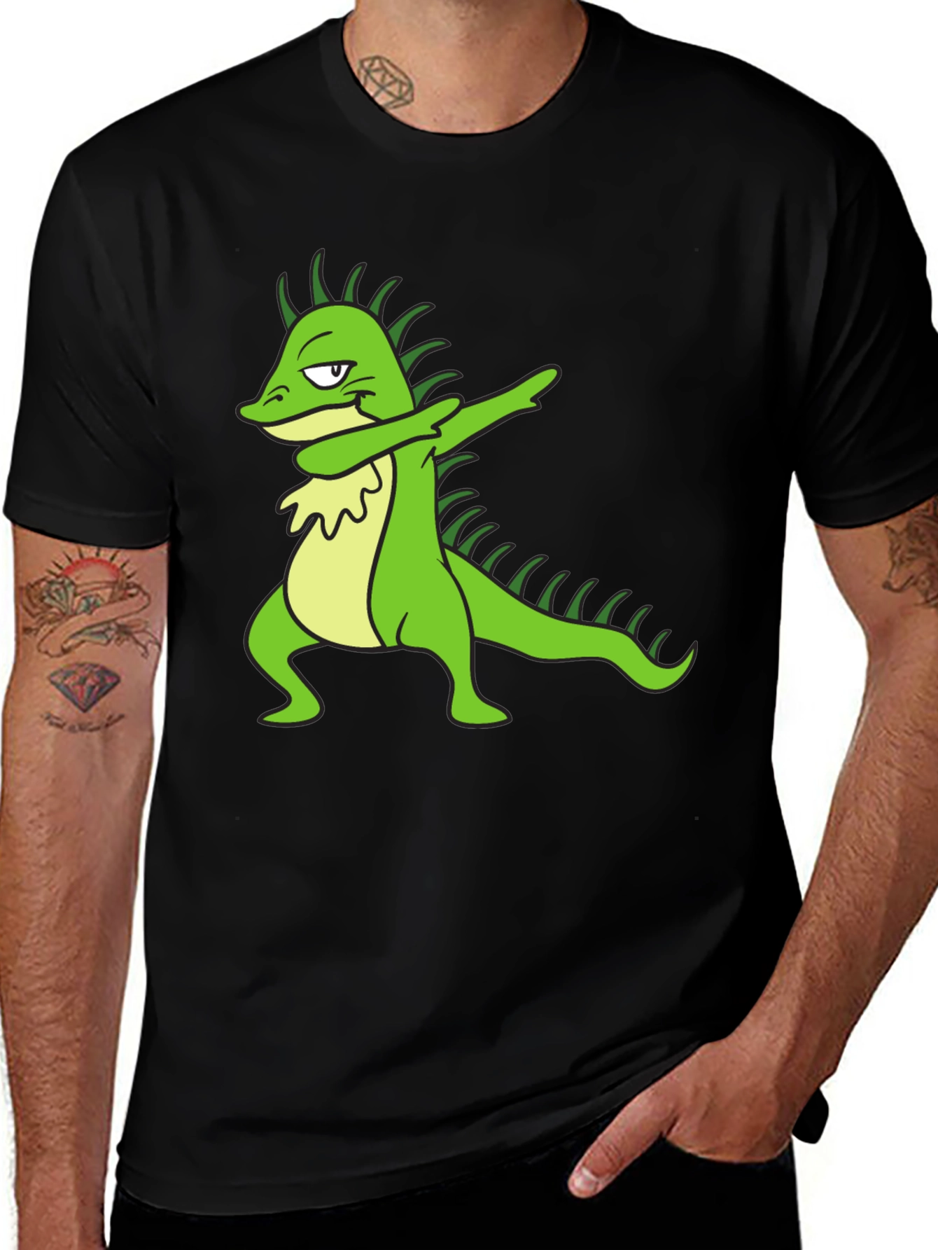 Variant 23 of Dabbing Lizard Graphic T-Shirt - Black Cotton Tee
