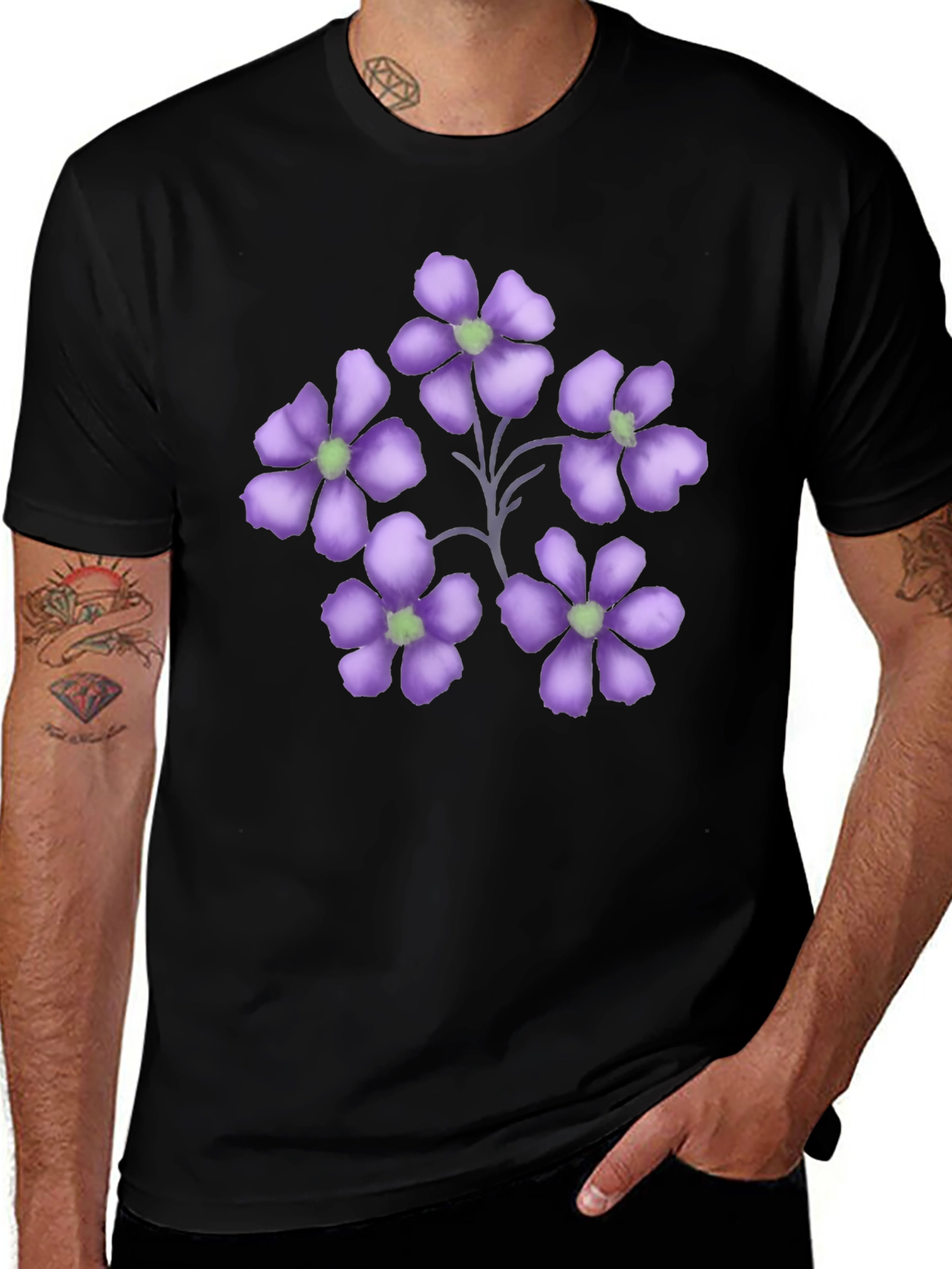 Variant 24 of Floral Print Black T-Shirt