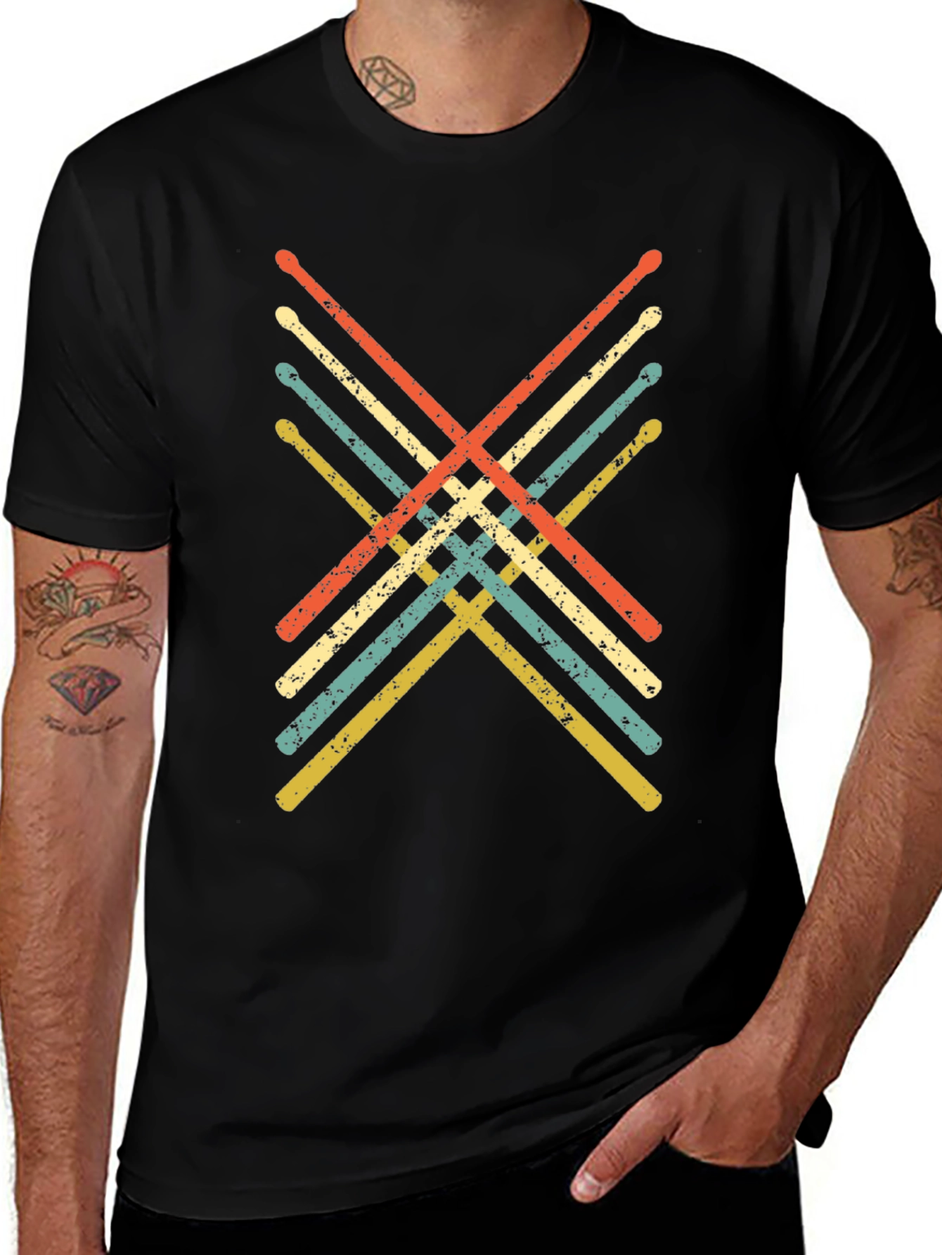 Variant 13 of Retro Drumsticks Graphic Tee