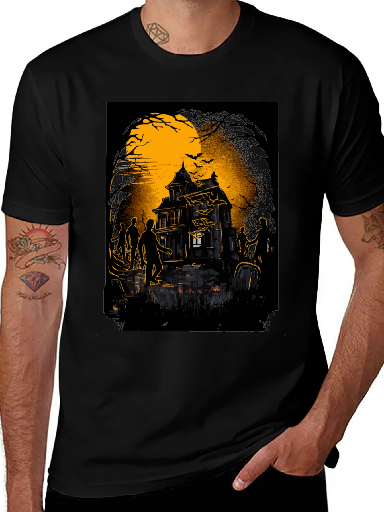 Variant 17 of Haunted House Zombie T-Shirt Halloween Tee