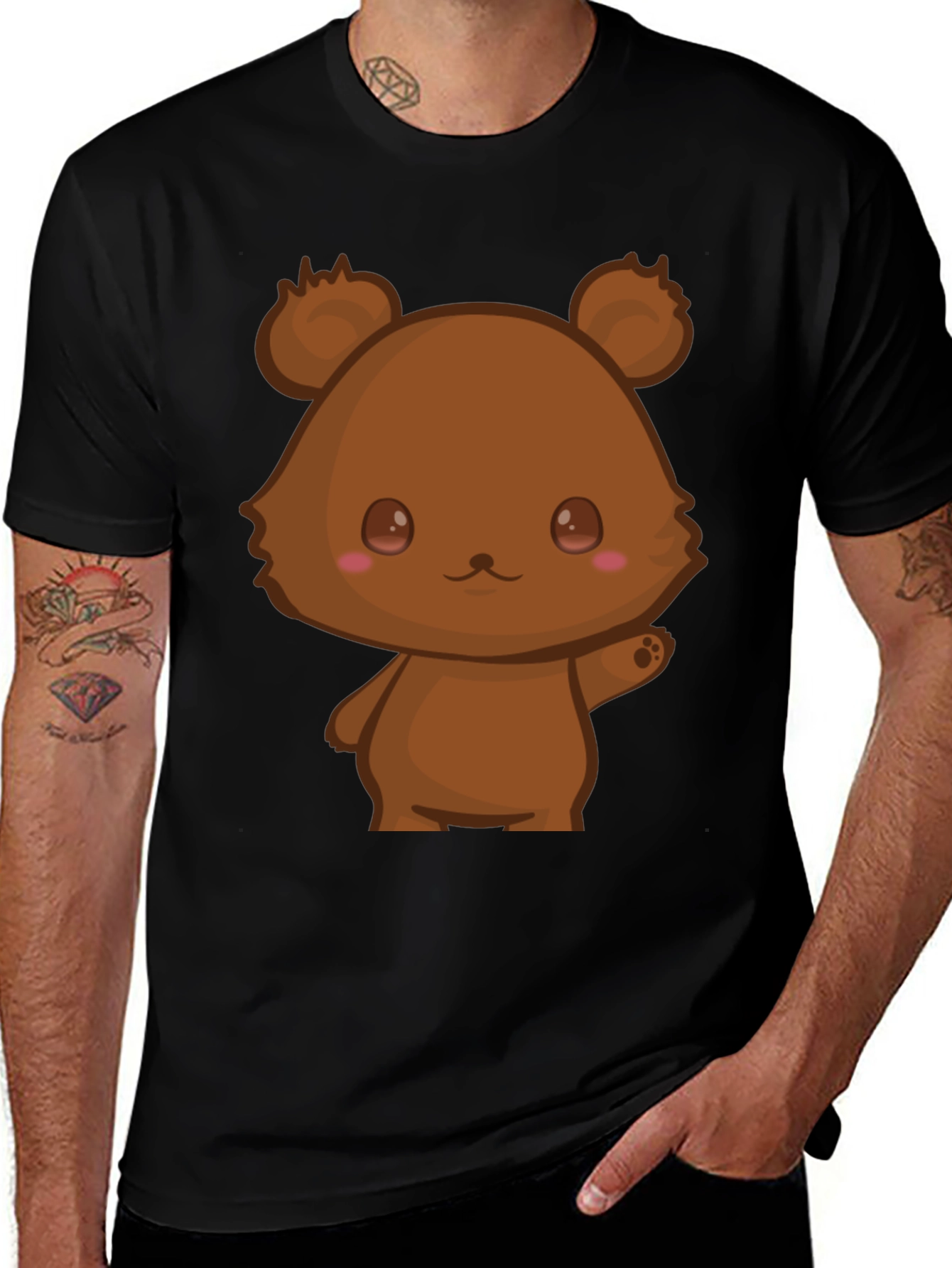 Variant 7 of Cute Brown Bear Graphic Tee - Soft Cotton Comfort