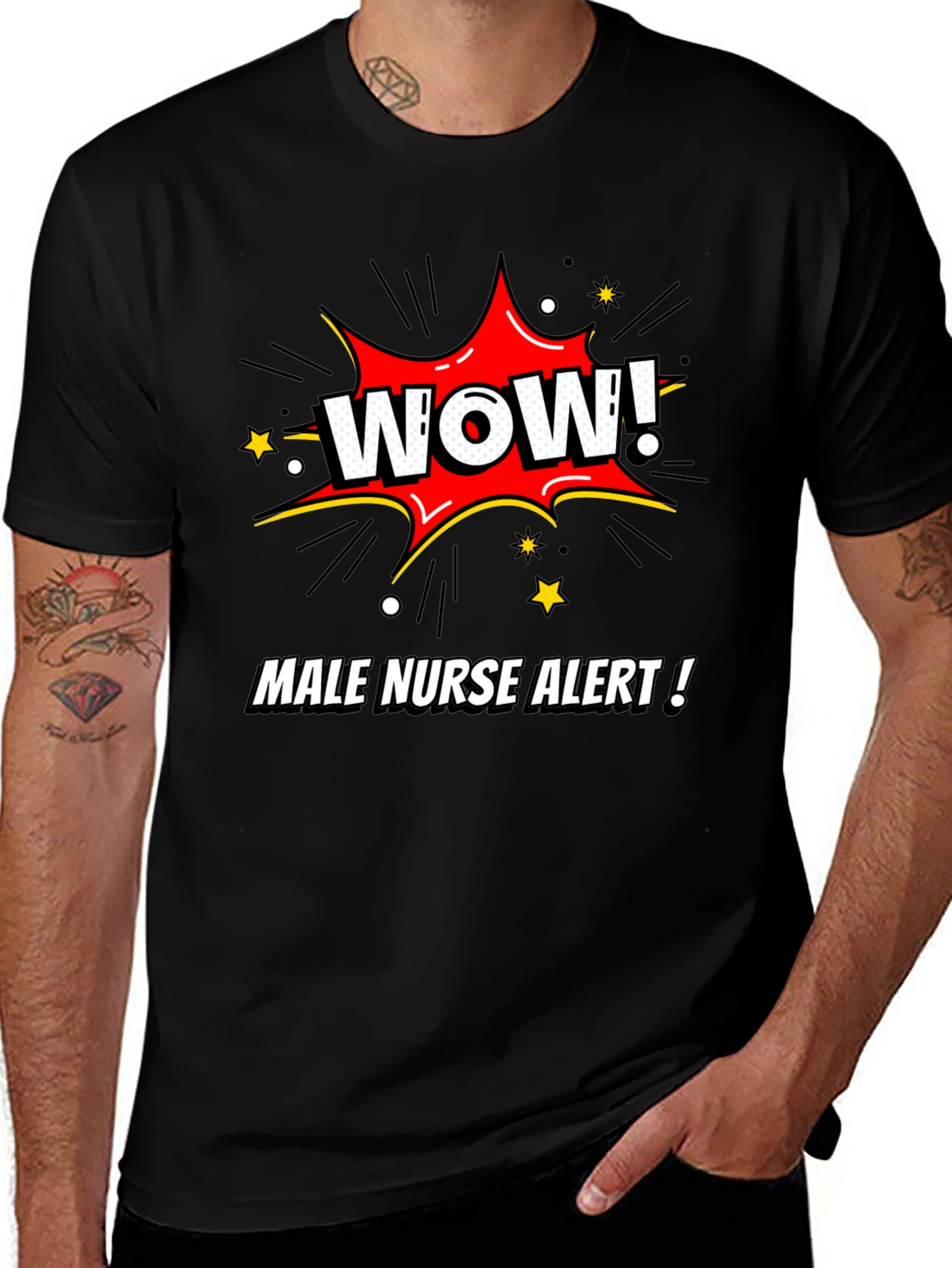 Variant 9 of WOW! Male Nurse Alert T-Shirt - Novelty Graphic Tee