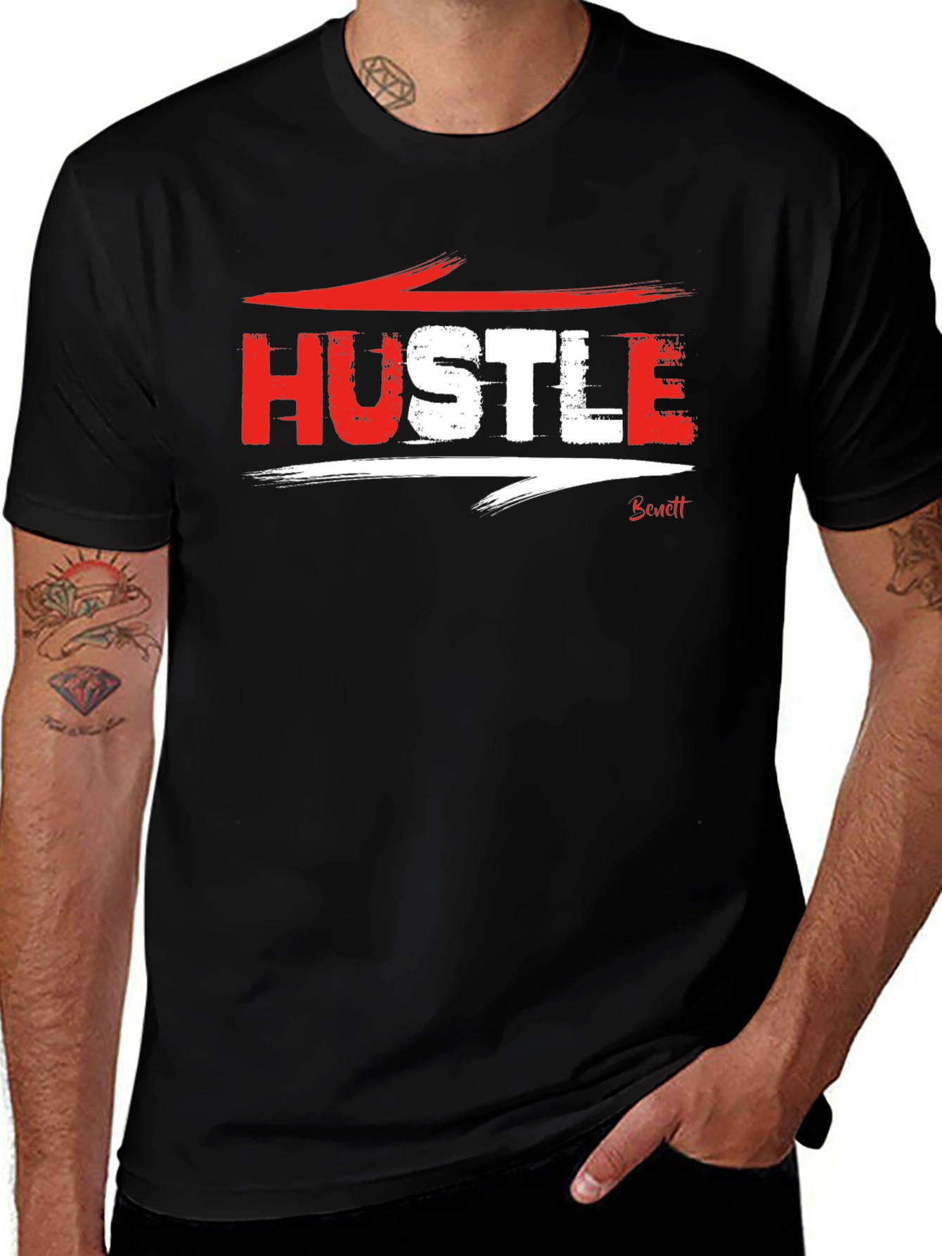 Variant 22 of Hustle Graphic Black T-Shirt