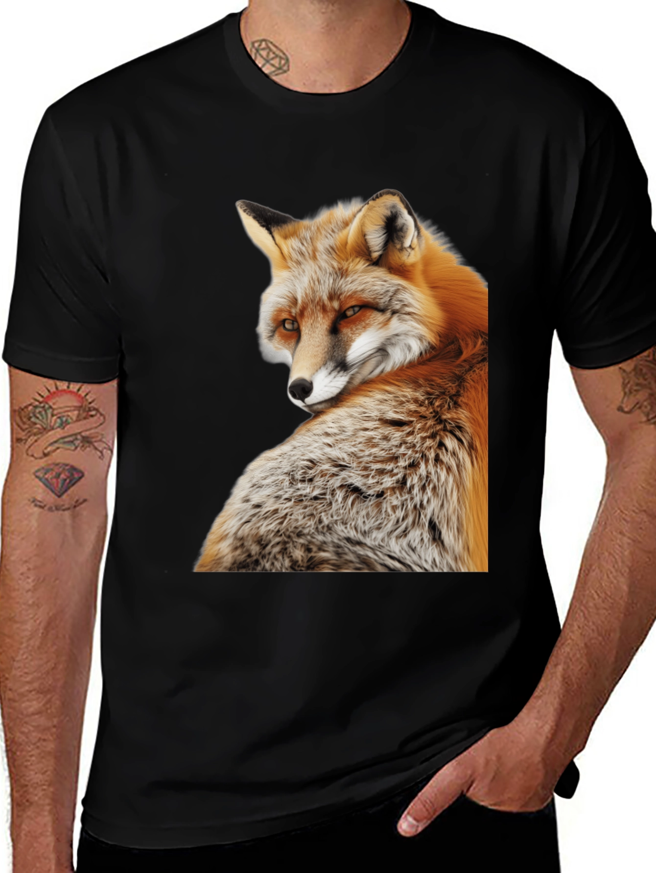Variant 8 of Fox Graphic Print Black Unisex T-Shirt