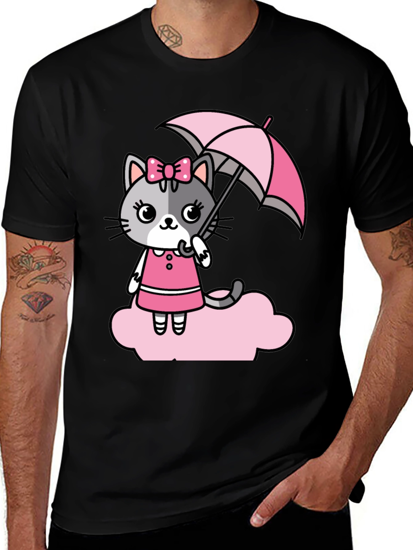 Variant 2 of Cute Cat With Umbrella Graphic T-Shirt