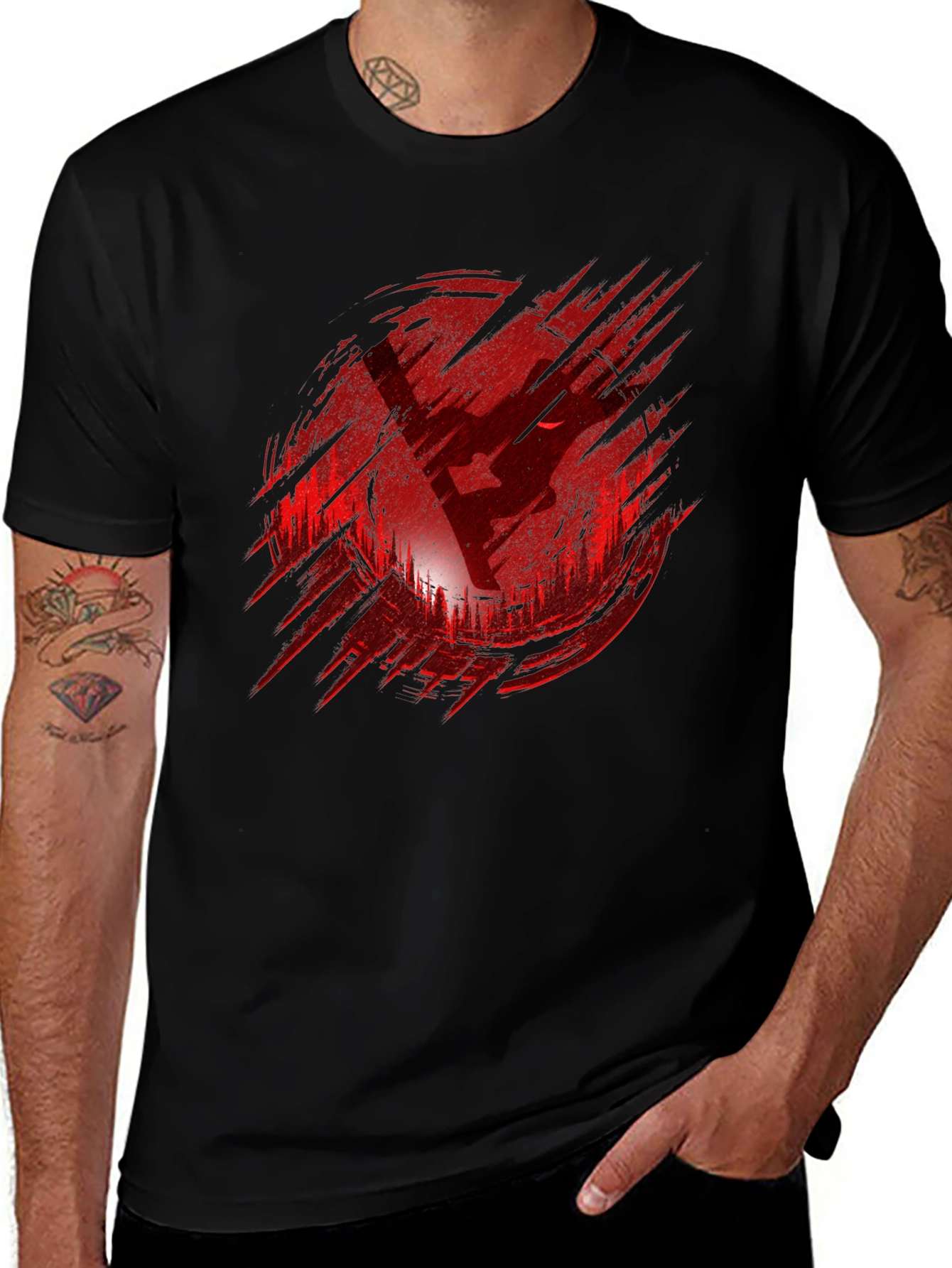 Variant 17 of Urban Ninja Red Graphic Print Men's Black T-Shirt
