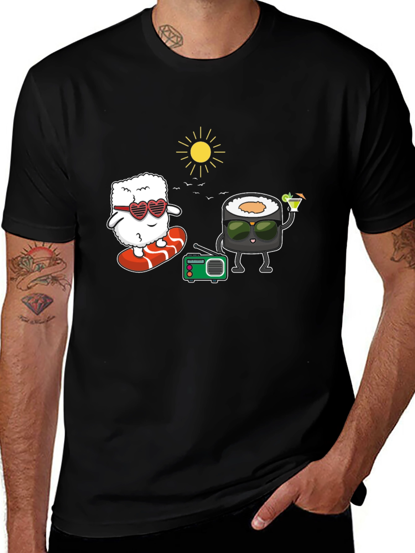 Black Sushi Fun T-Shirt - Beach Vibes main image