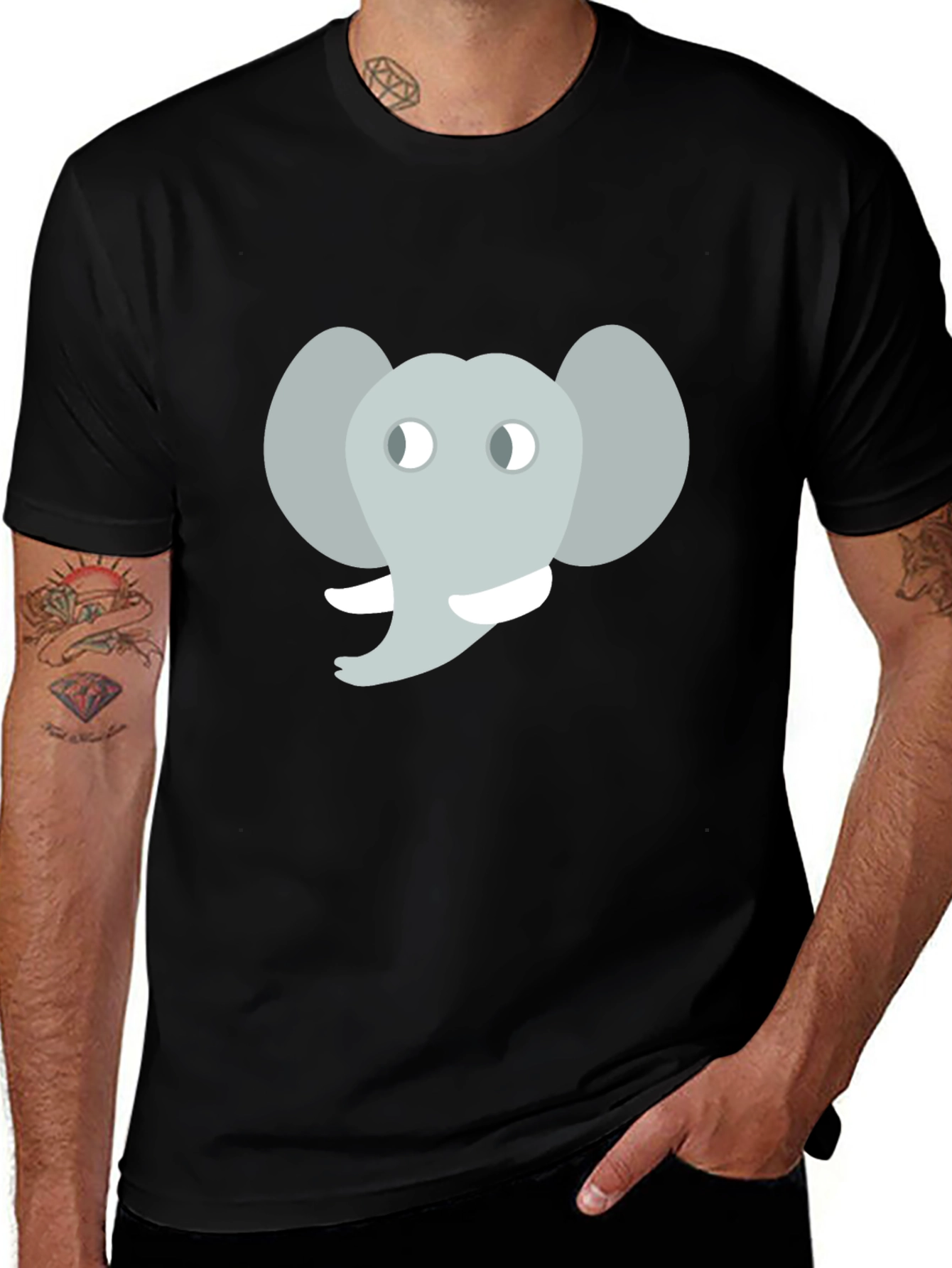 Variant 6 of Elephant Graphic Black T-Shirt