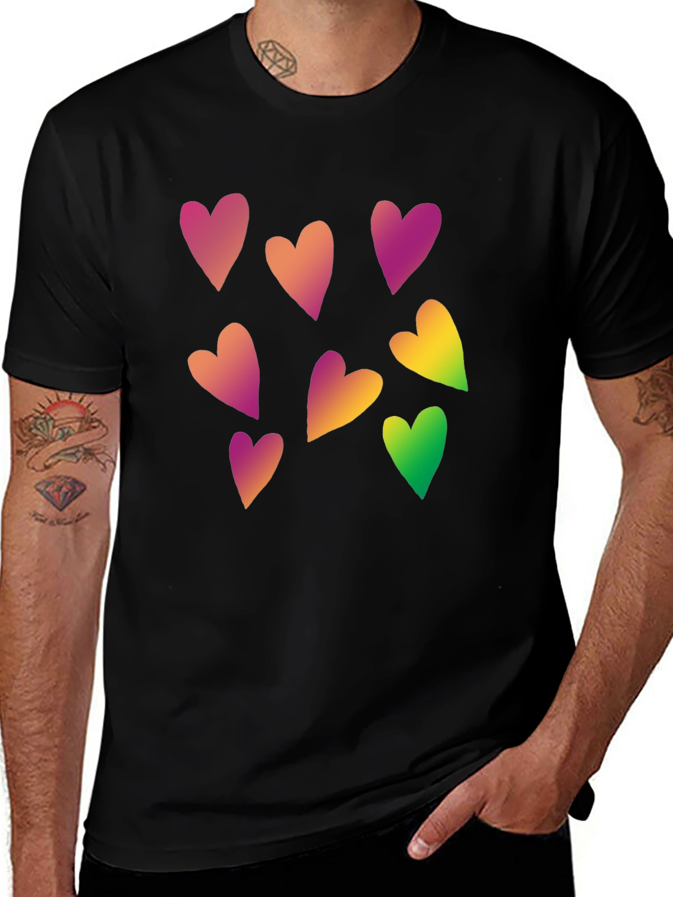 Variant 29 of Heart Pattern Black Tee - Stylish Casual Wear