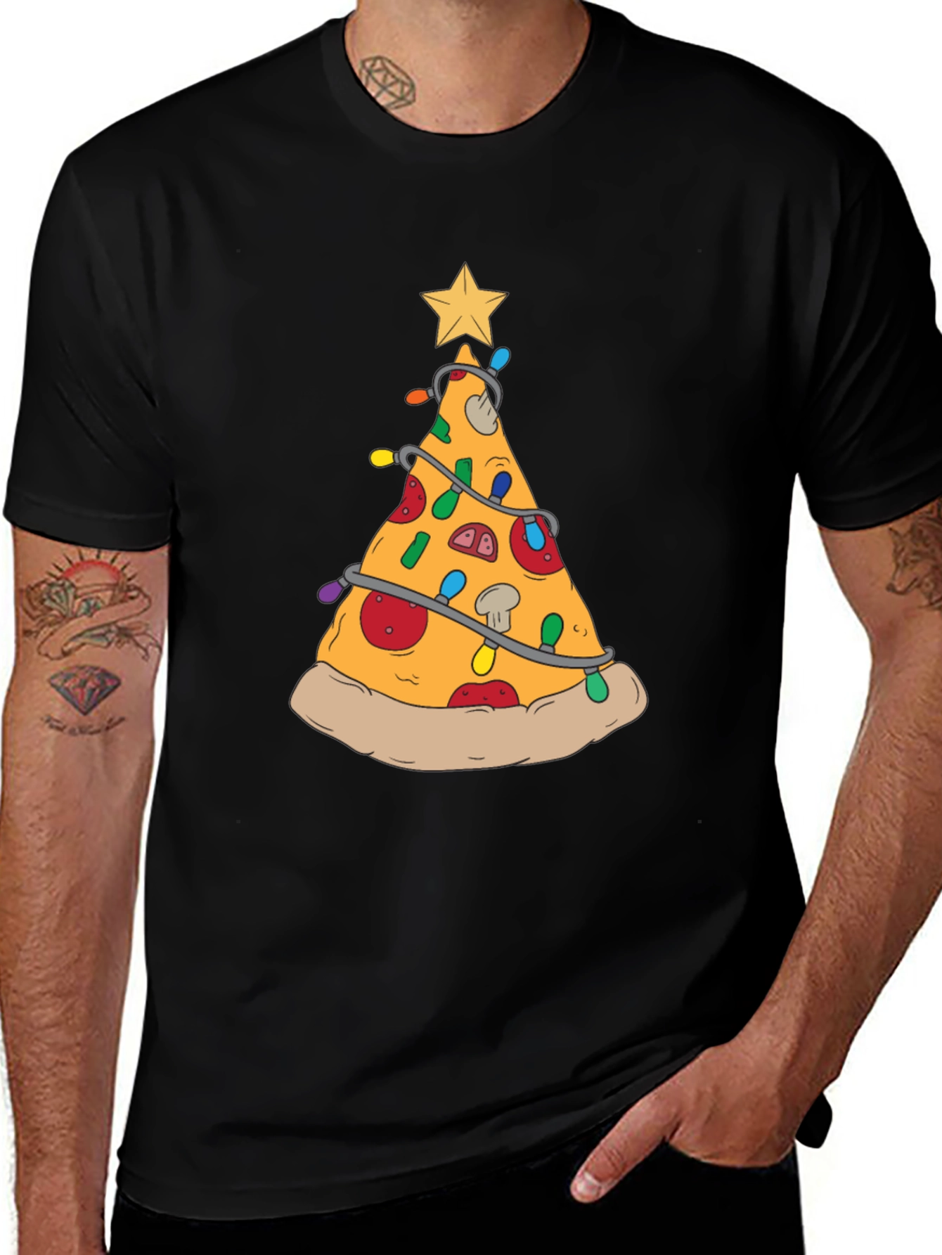 Variant 29 of Pizza Christmas Tree T-Shirt - Festive Food Tee