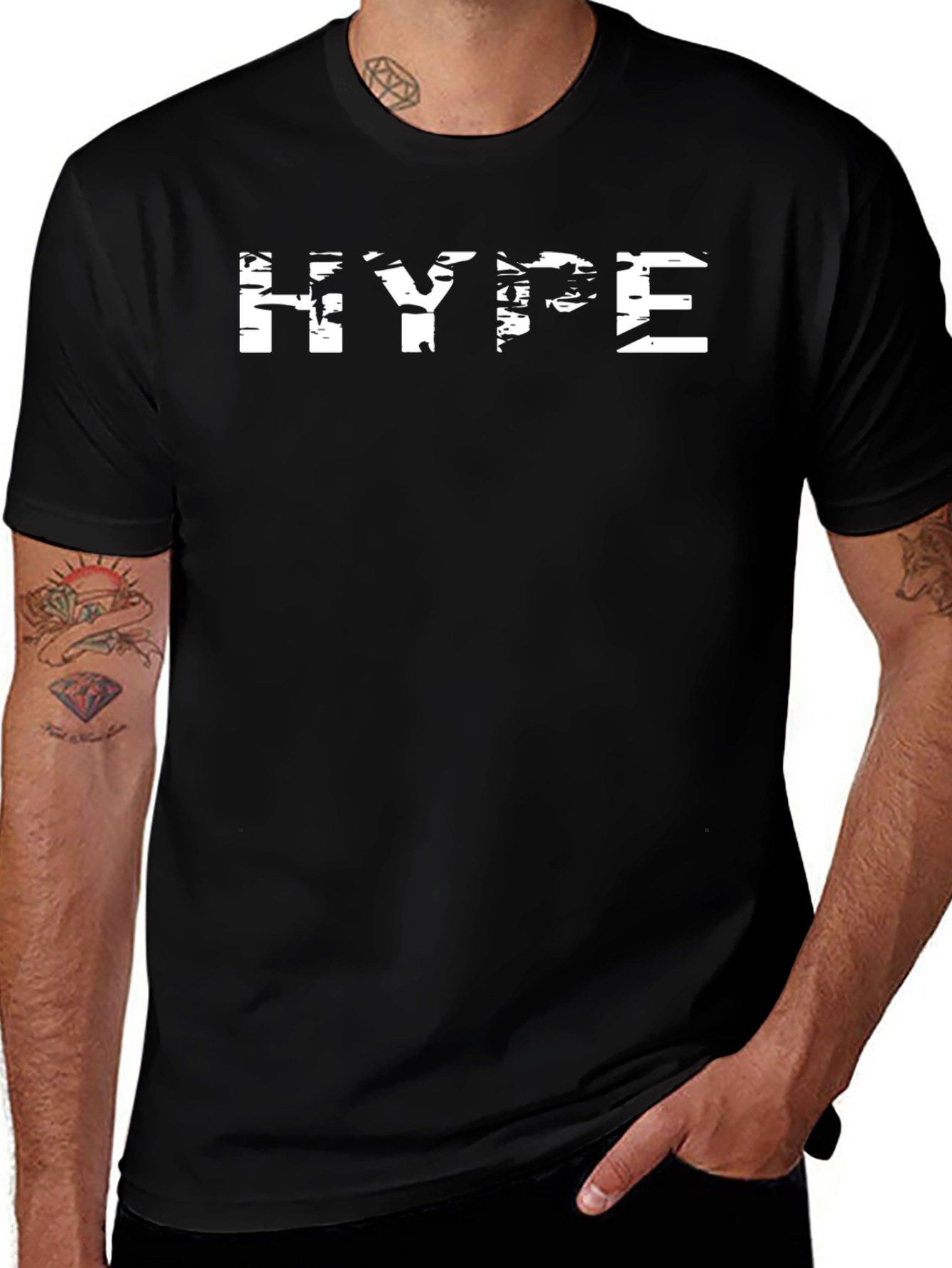 Black HYPE Graphic Tee - Men's Black Cotton T-Shirt main image