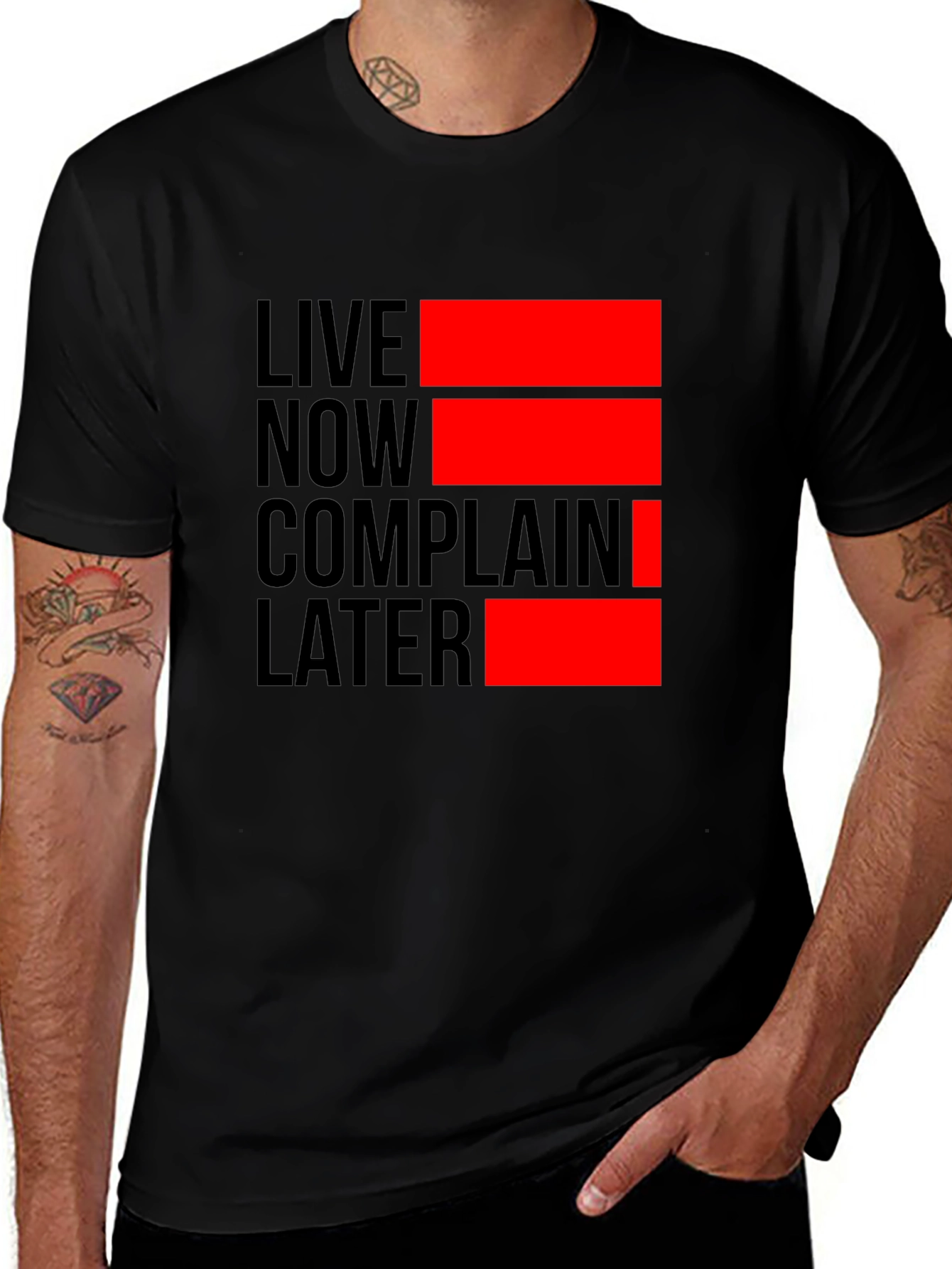 Variant 12 of Live Now Complain Later Graphic Tee - Black