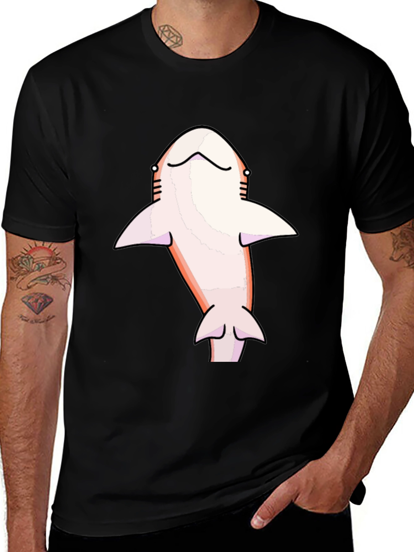 Variant 14 of Shark Graphic Tee - Men's Black Cotton T-Shirt