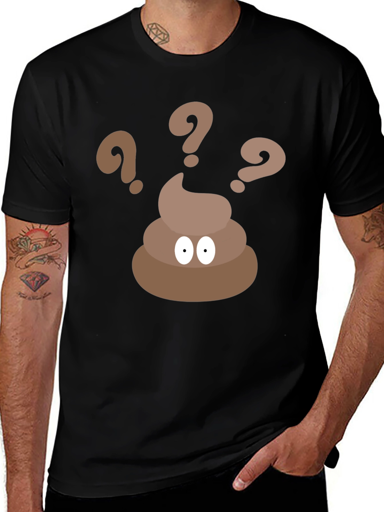 Poop Emoji Question Black T-Shirt