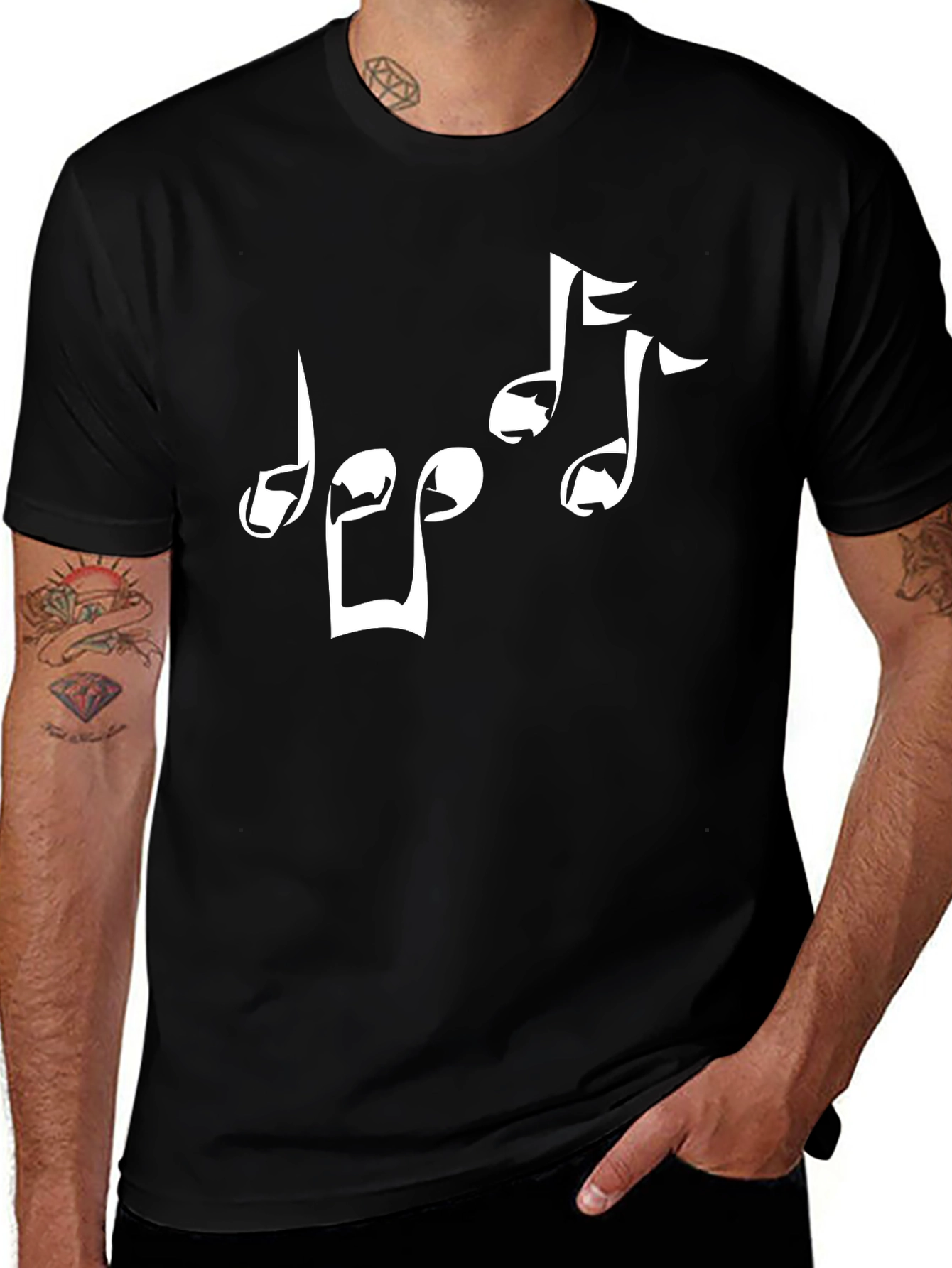 Variant 20 of Musical Notes Graphic Black T-Shirt