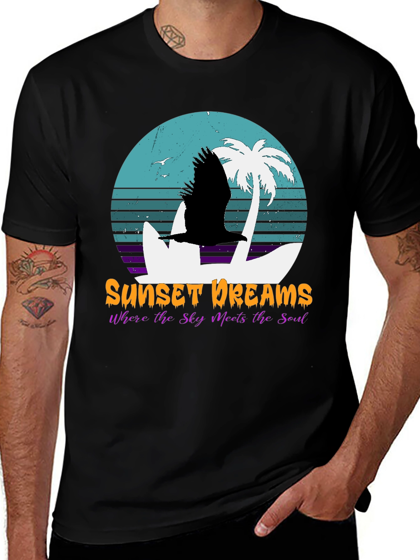 Variant 10 of Sunset Dreams T-Shirt - Beachy Bird Design