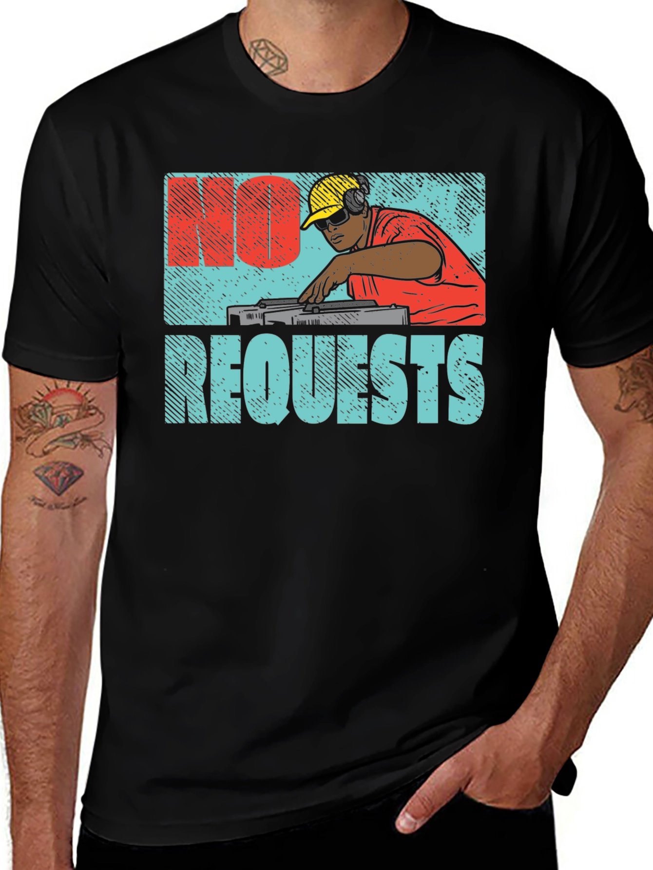 Black No Requests Graphic DJ T-Shirt main image