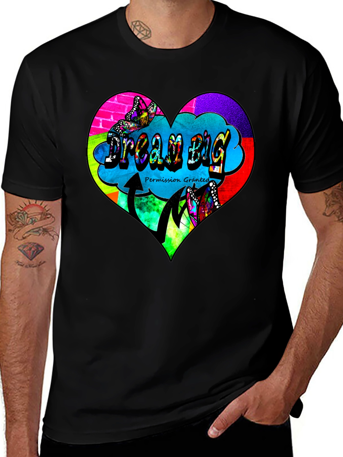 Variant 8 of Dream Big Graphic Tee - Colorful Heart Design