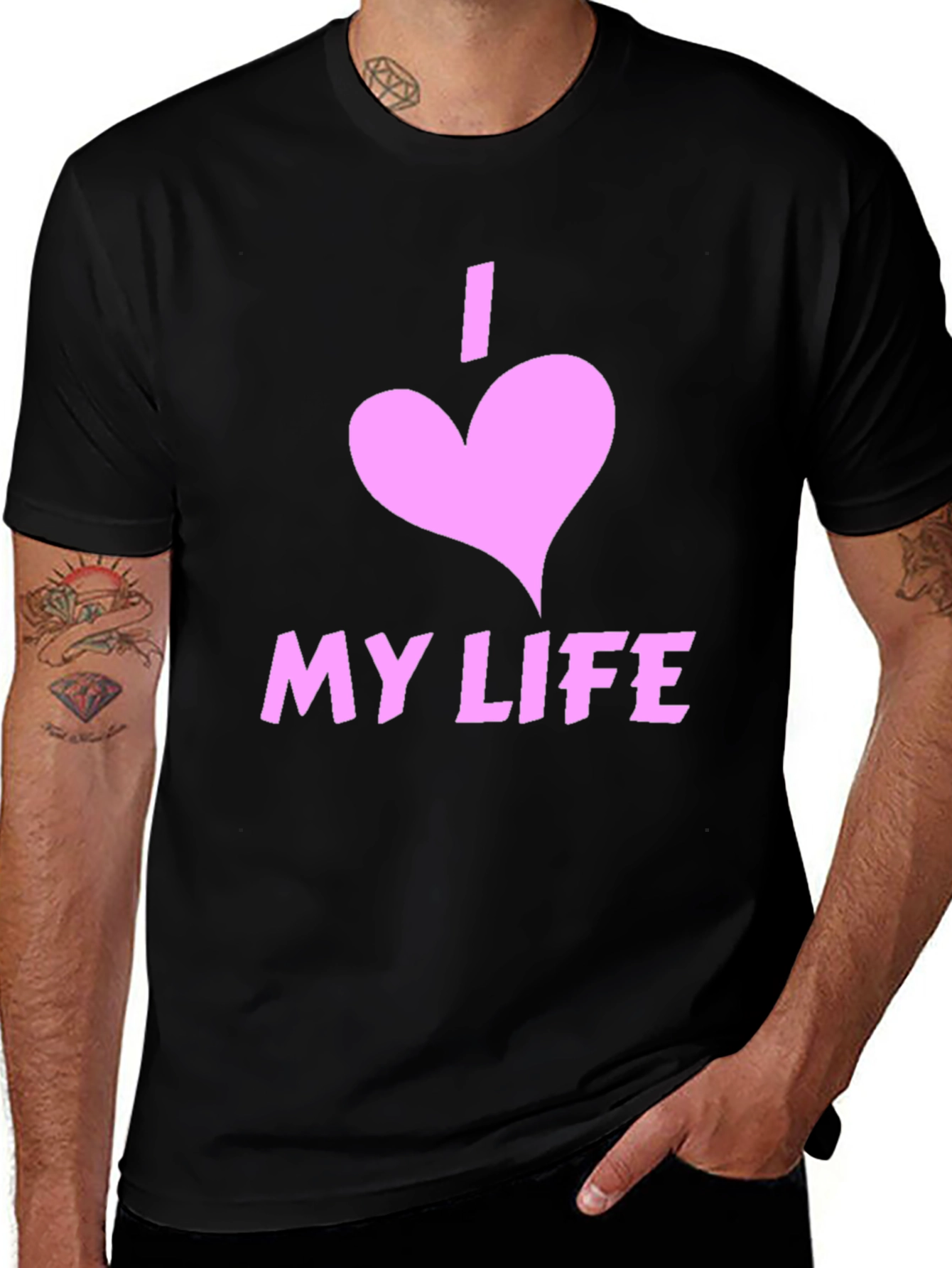 Variant 14 of I Love My Life Black Graphic Tee Shirt