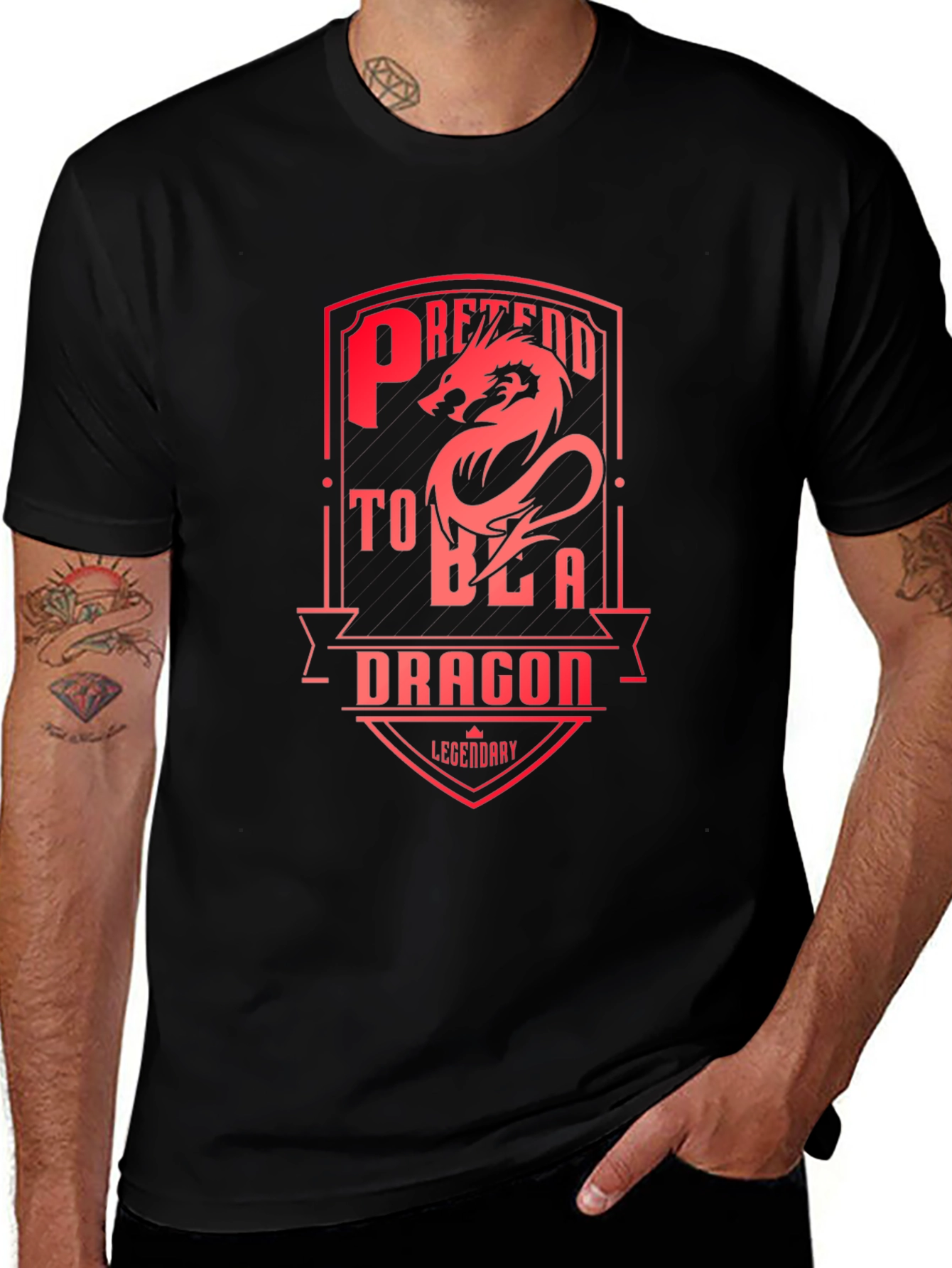 Black Pretend to Be a Dragon T-Shirt - Legendary Design main image