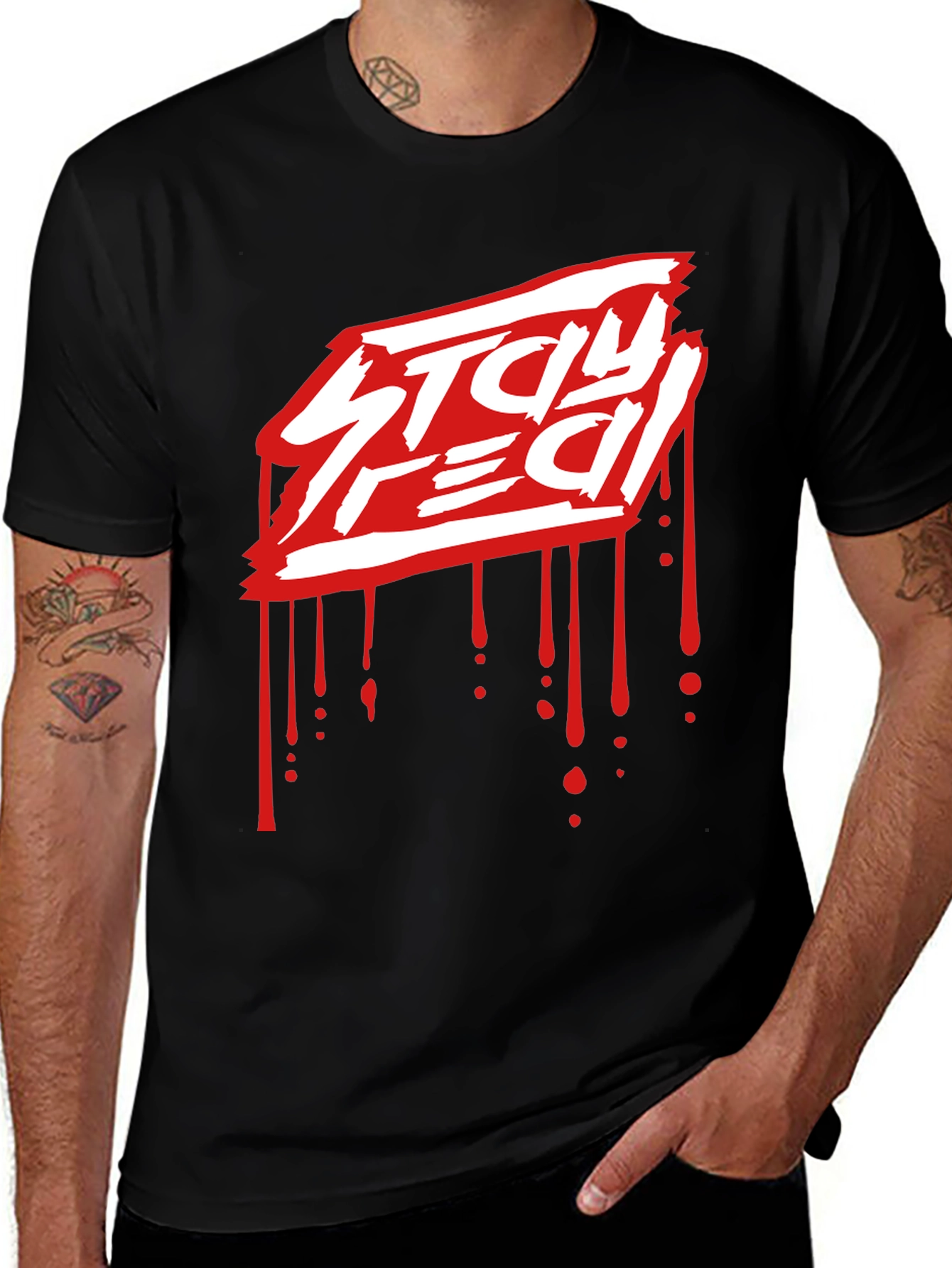 Variant 21 of Stay Red Graphic Tee - Edgy Streetwear