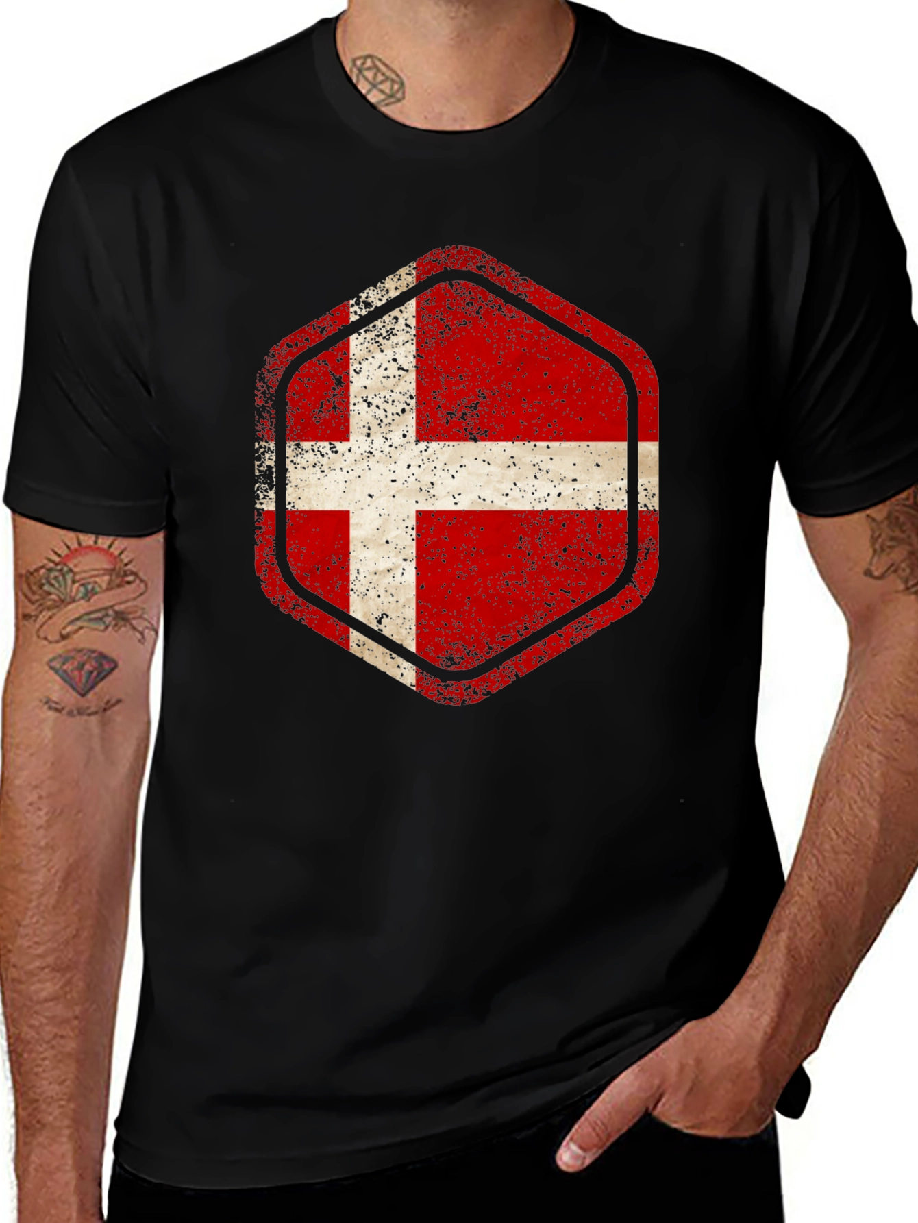 Variant 5 of Denmark Flag Graphic T-Shirt