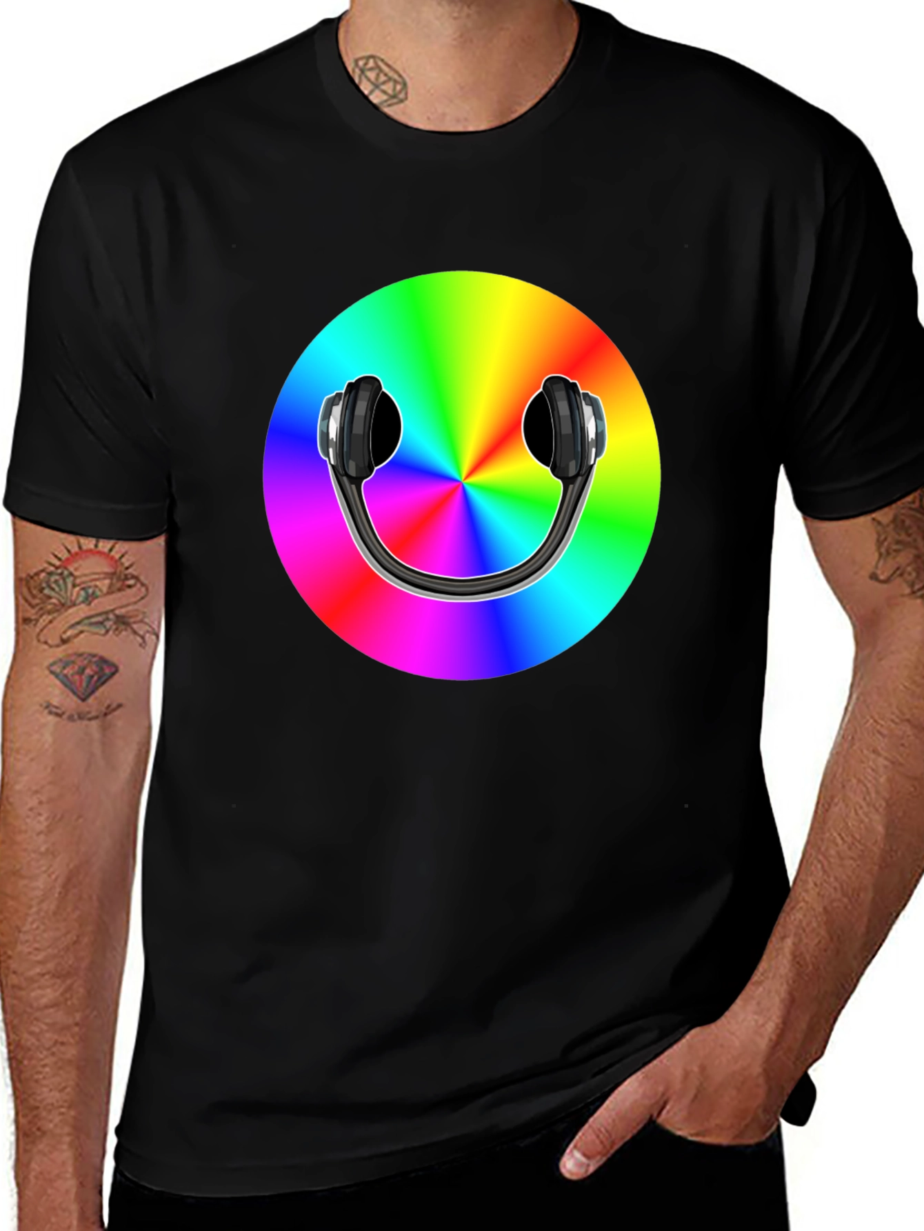 Variant 7 of Rainbow Headphones Graphic Tee - Music Lover's T-Shirt