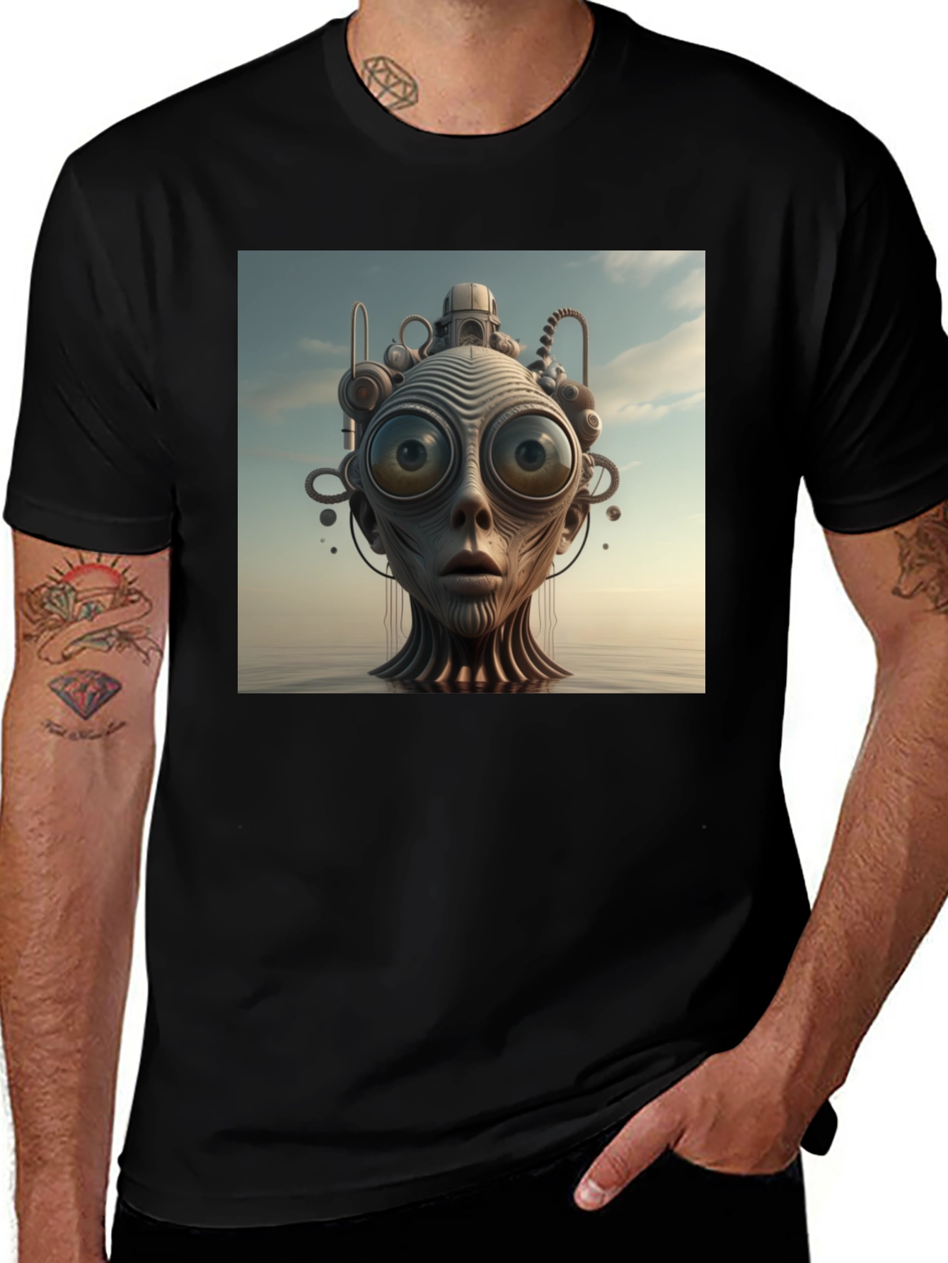 Variant 12 of Surreal Robot Face Graphic Tee