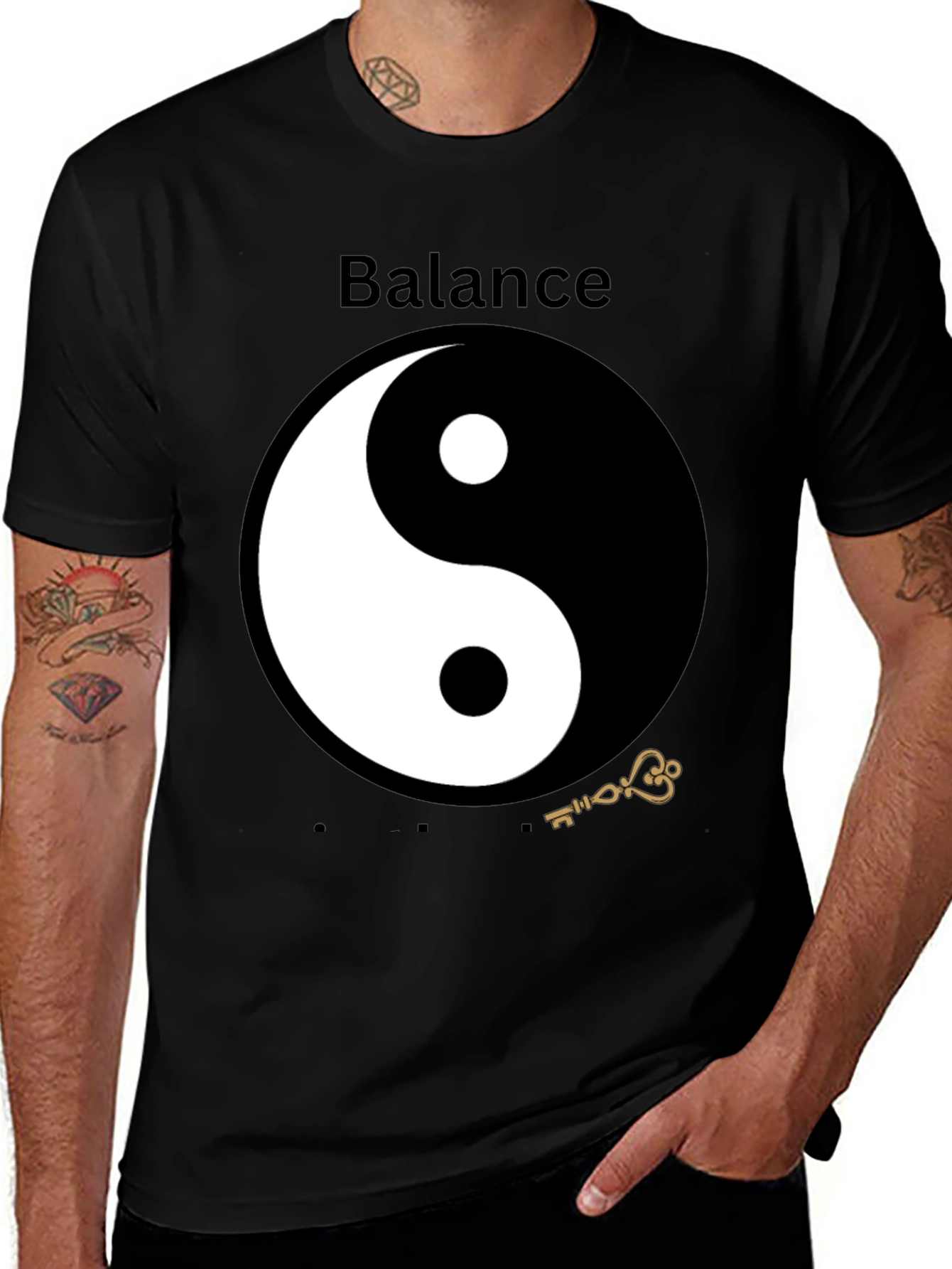 Variant 4 of Yin Yang Balance Graphic Tee - Black T-Shirt