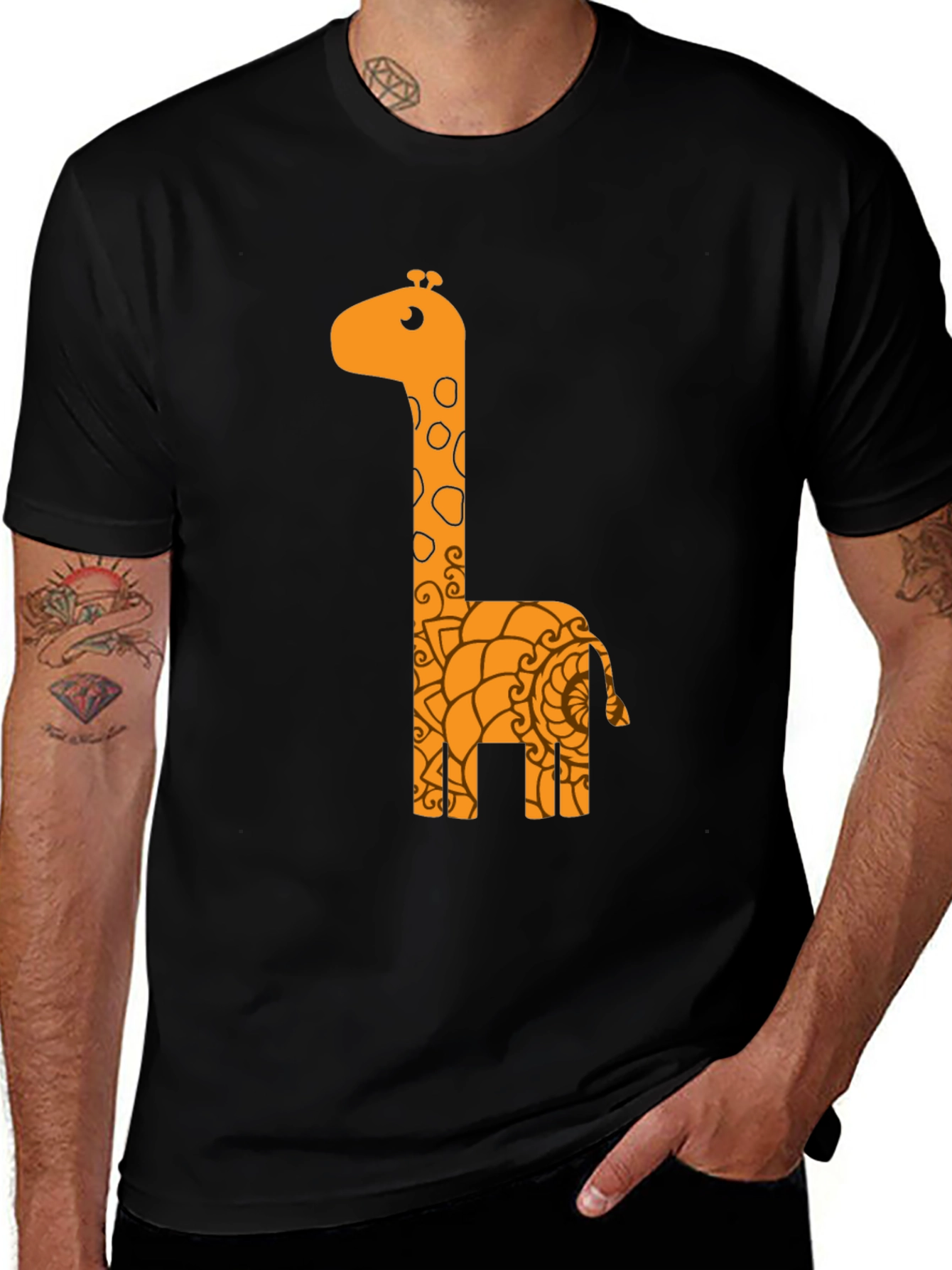 Variant 21 of Fun Giraffe Graphic Tee - Unisex Black T-Shirt