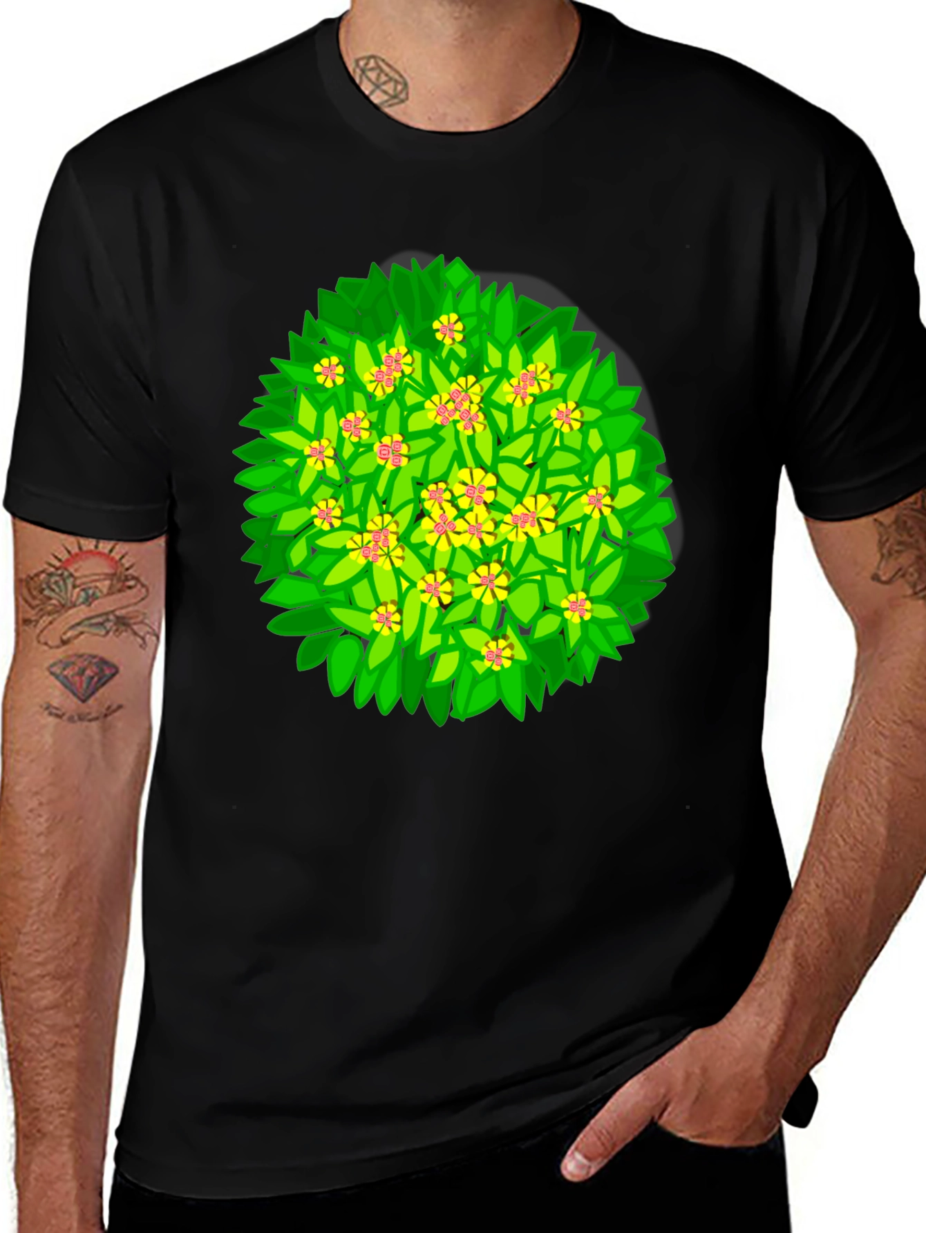 Variant 8 of Floral Bush Graphic T-Shirt - Unique Design