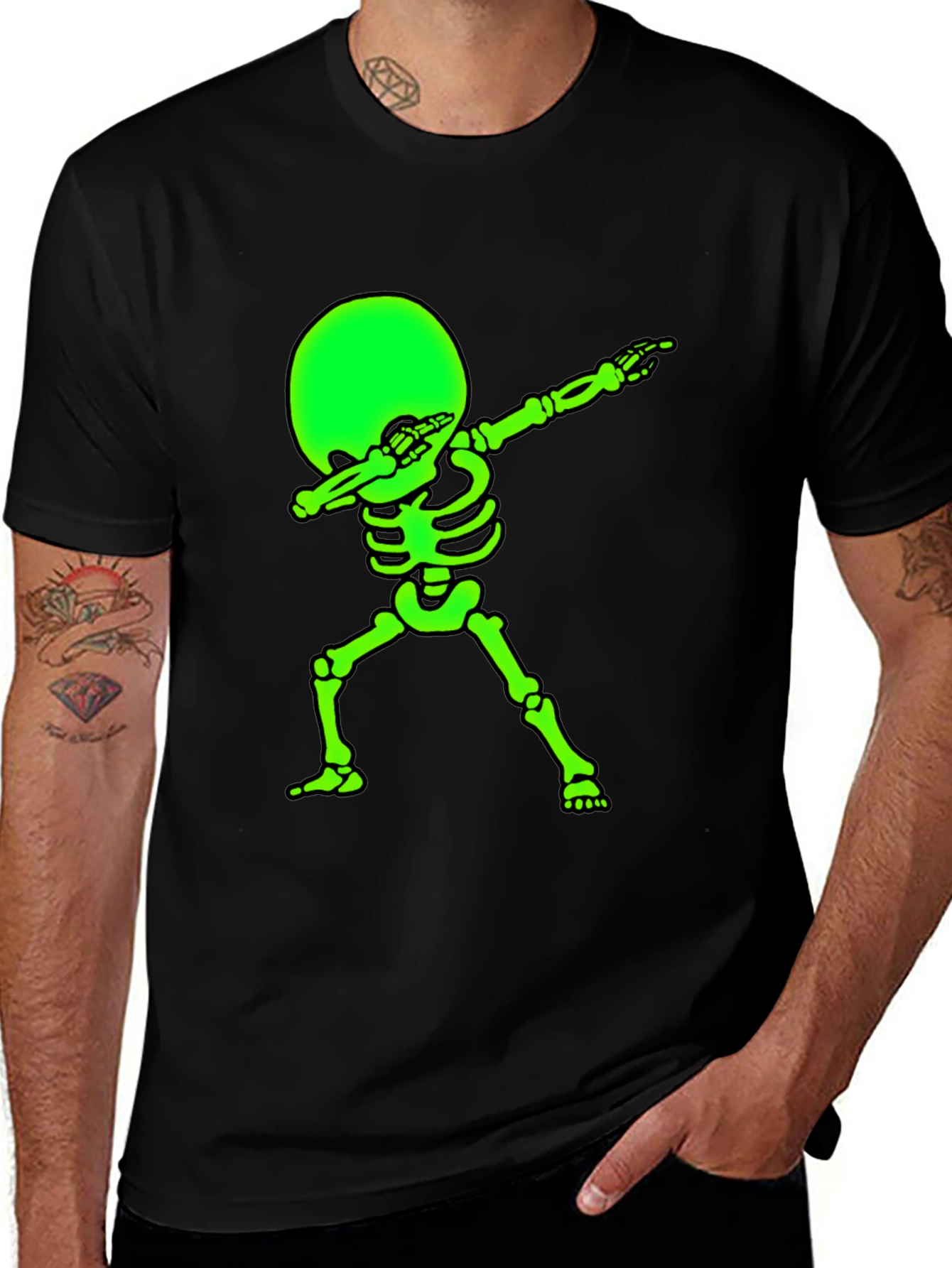 Variant 14 of Glow Skeleton Dab T-Shirt - Black Tee