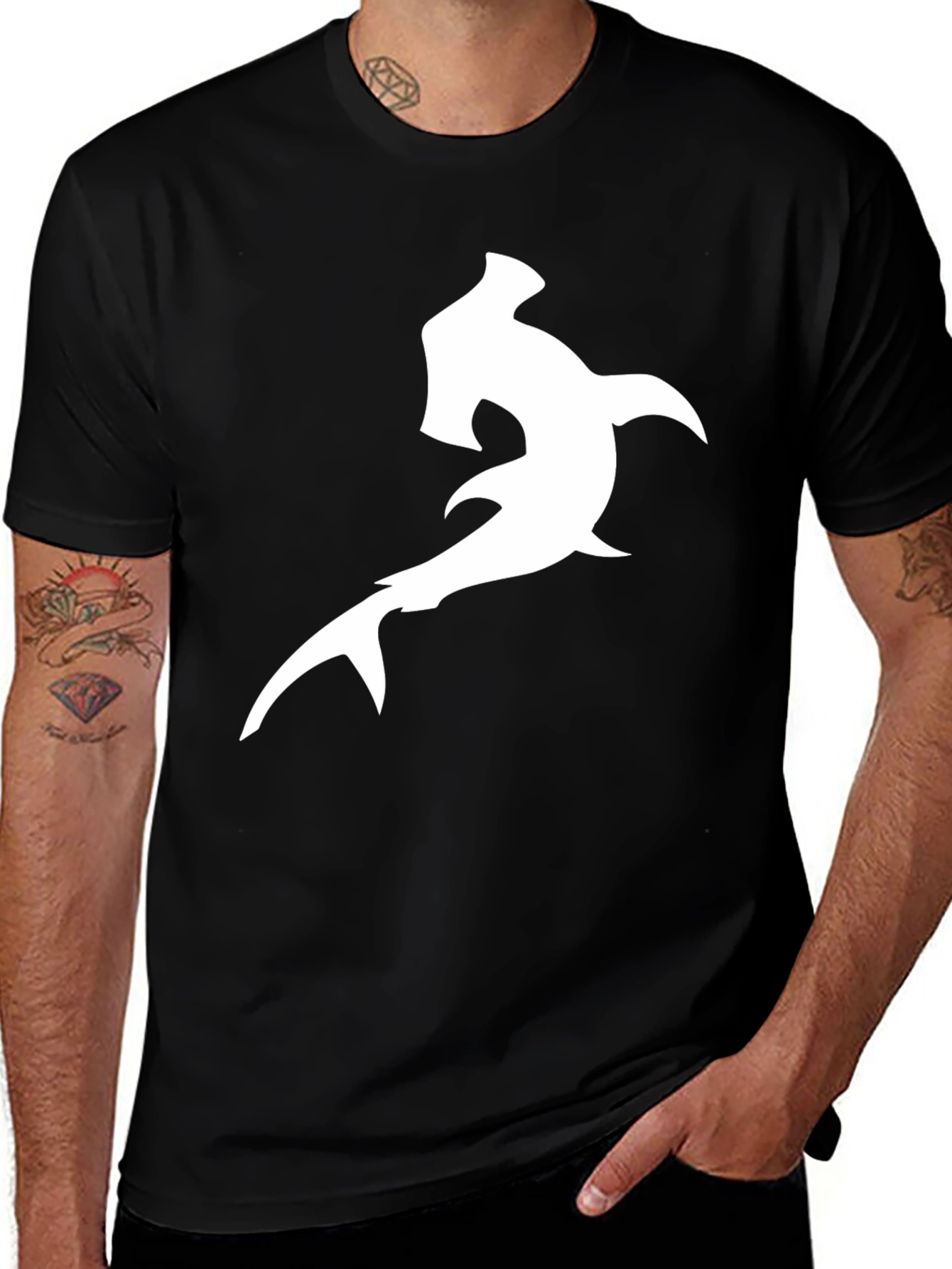 Variant 19 of Hammerhead Shark Graphic Tee - Black