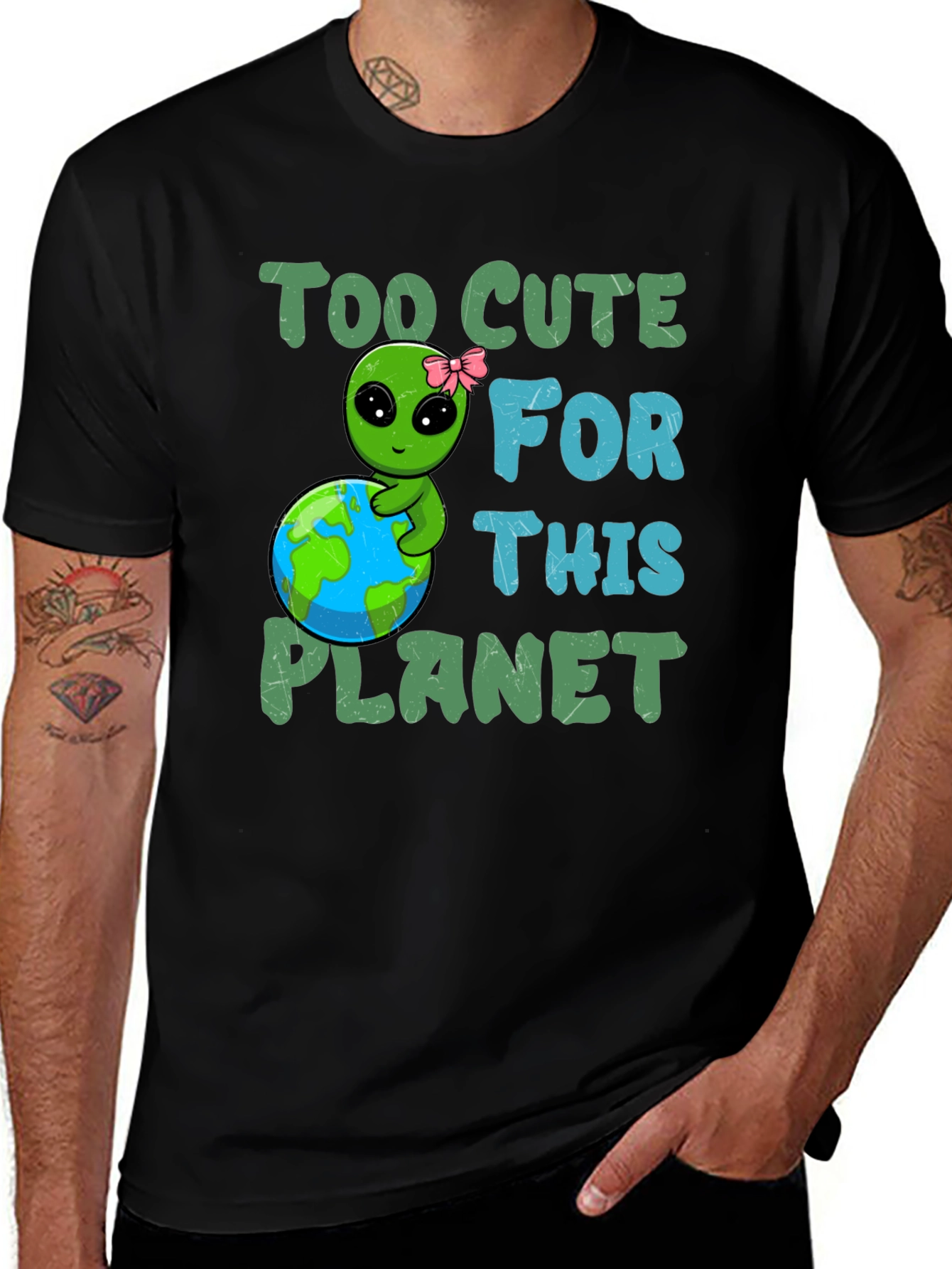 Variant 13 of Cute Alien 'Too Cute For This Planet' Graphic Tee