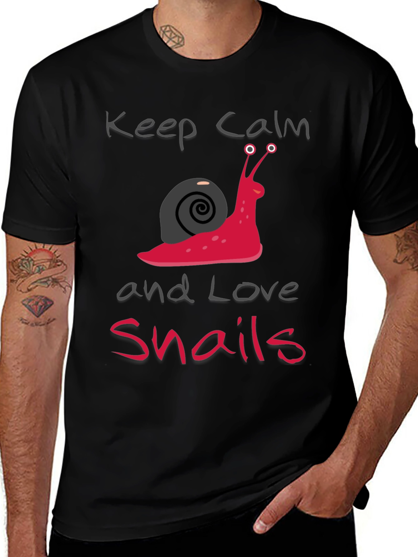 Variant 25 of Keep Calm and Love Snails Black T-Shirt