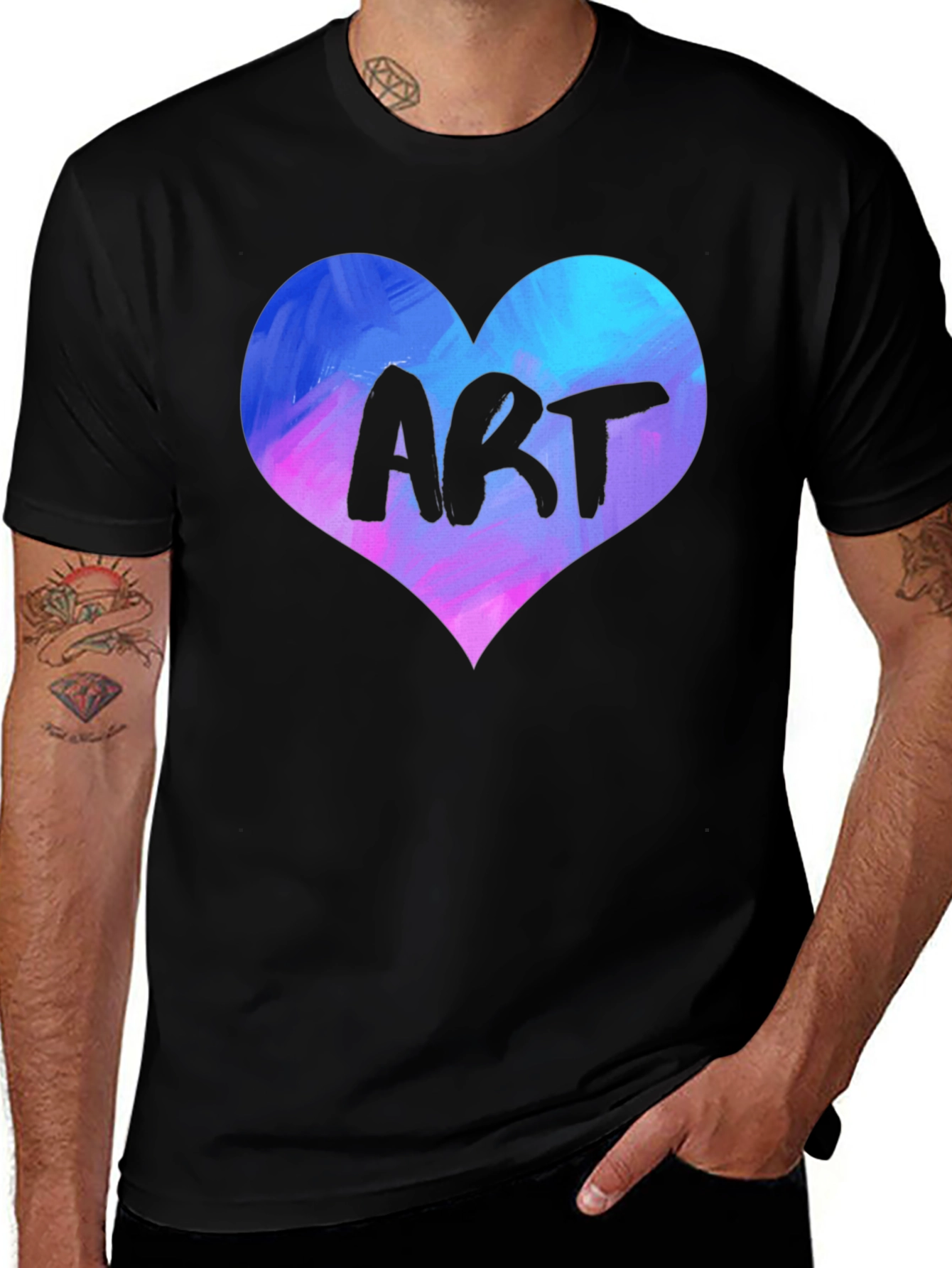 Variant 7 of Art Heart Graphic Tee - Stylish Black T-Shirt
