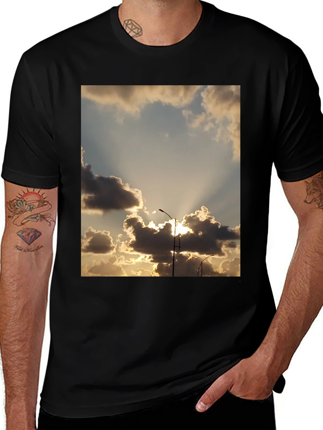 Cloudscape Graphic Tee - Sky and Sunlight Design