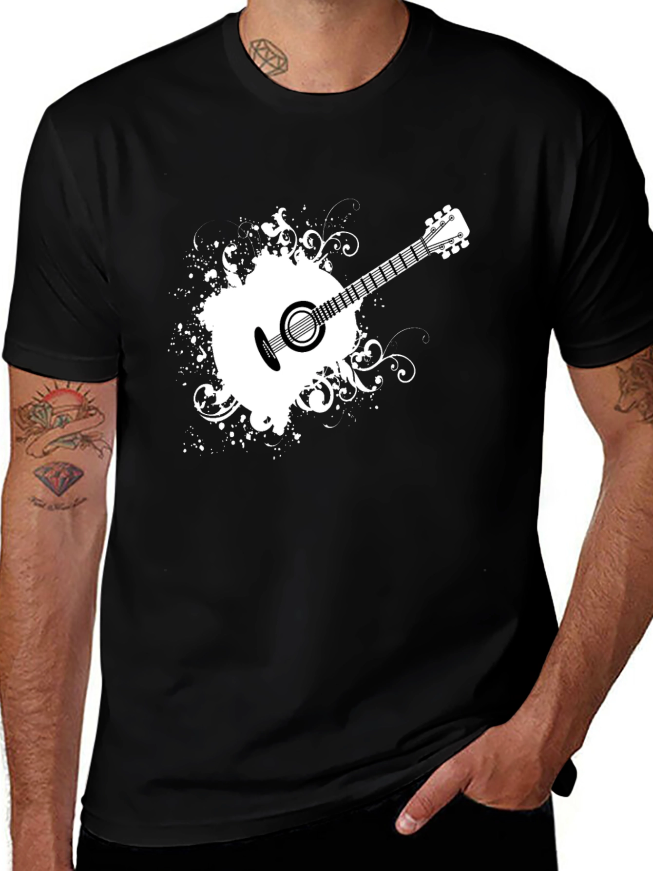 Variant 30 of Guitar Graphic Black T-Shirt - Stylish Music Tee