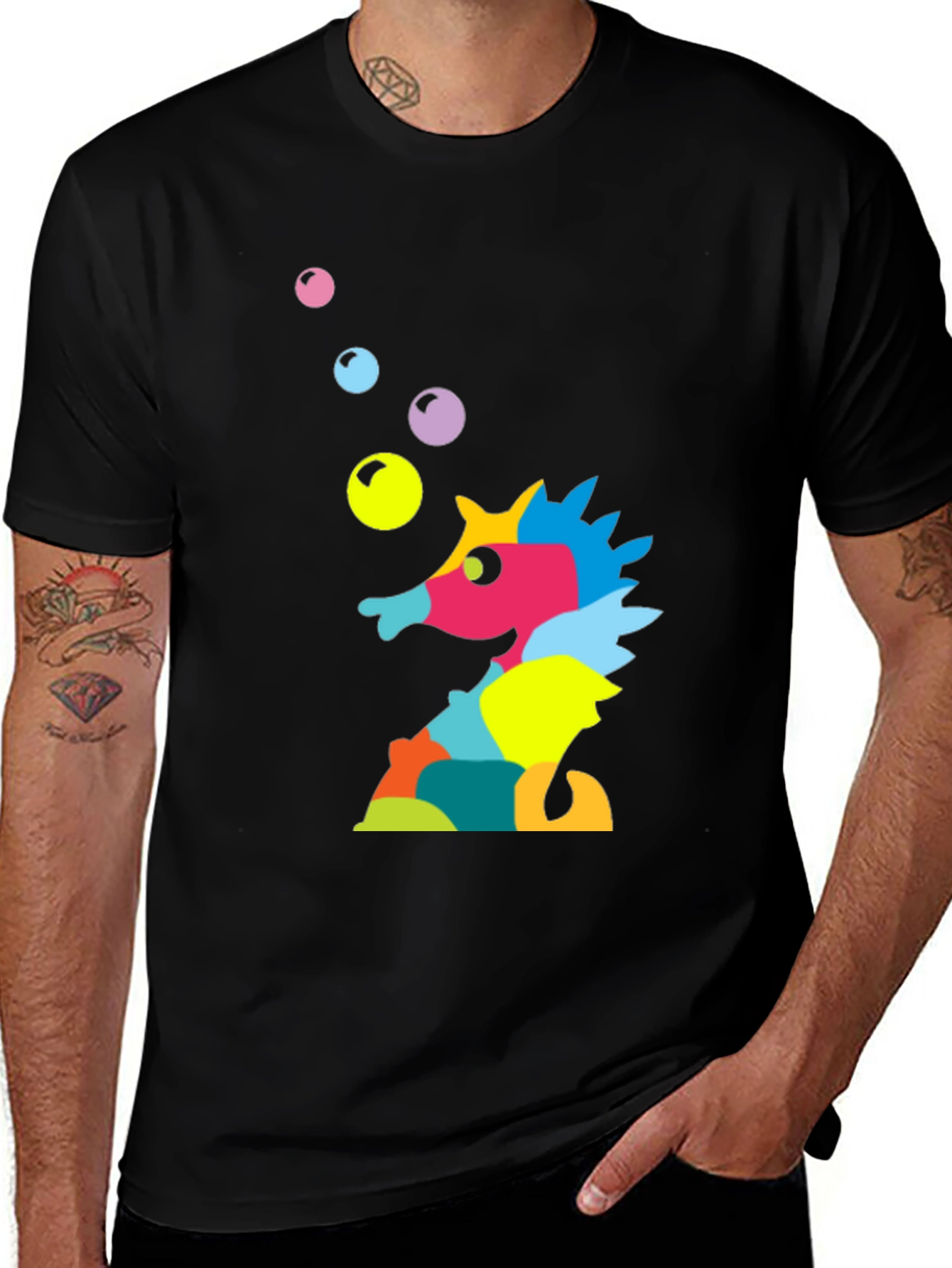 Colorful Seahorse Bubble T-Shirt