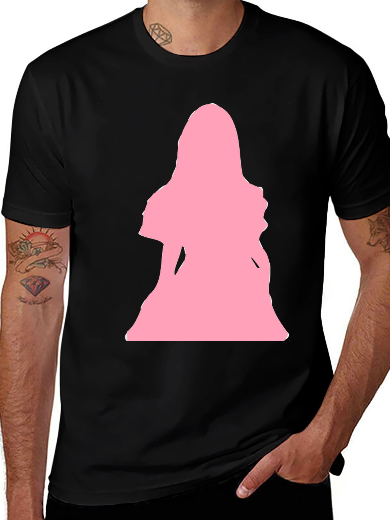 Variant 2 of Pink Silhouette Graphic T-Shirt - Black
