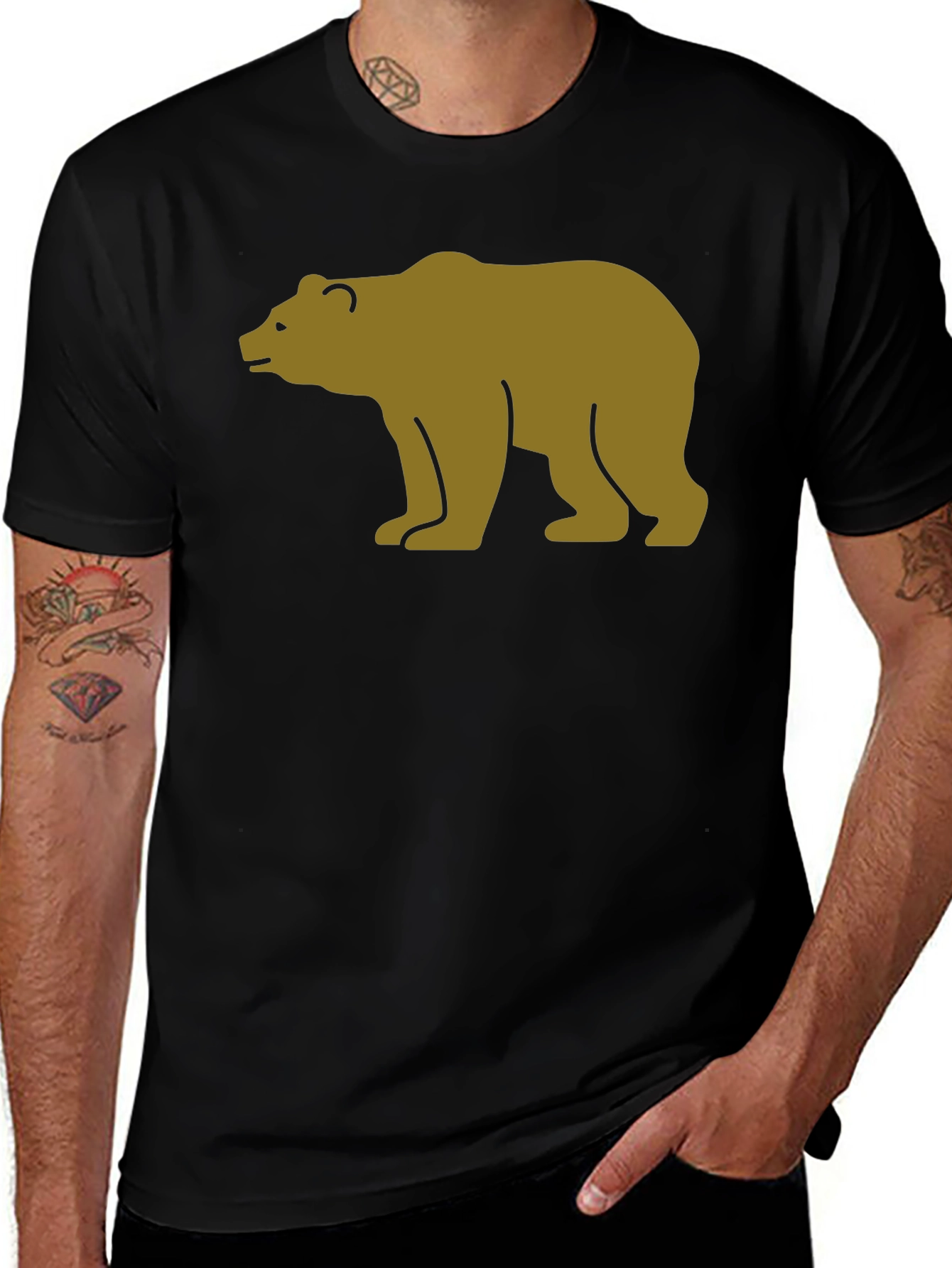 Variant 8 of Black Bear Graphic T-Shirt - Men's Casual Wear