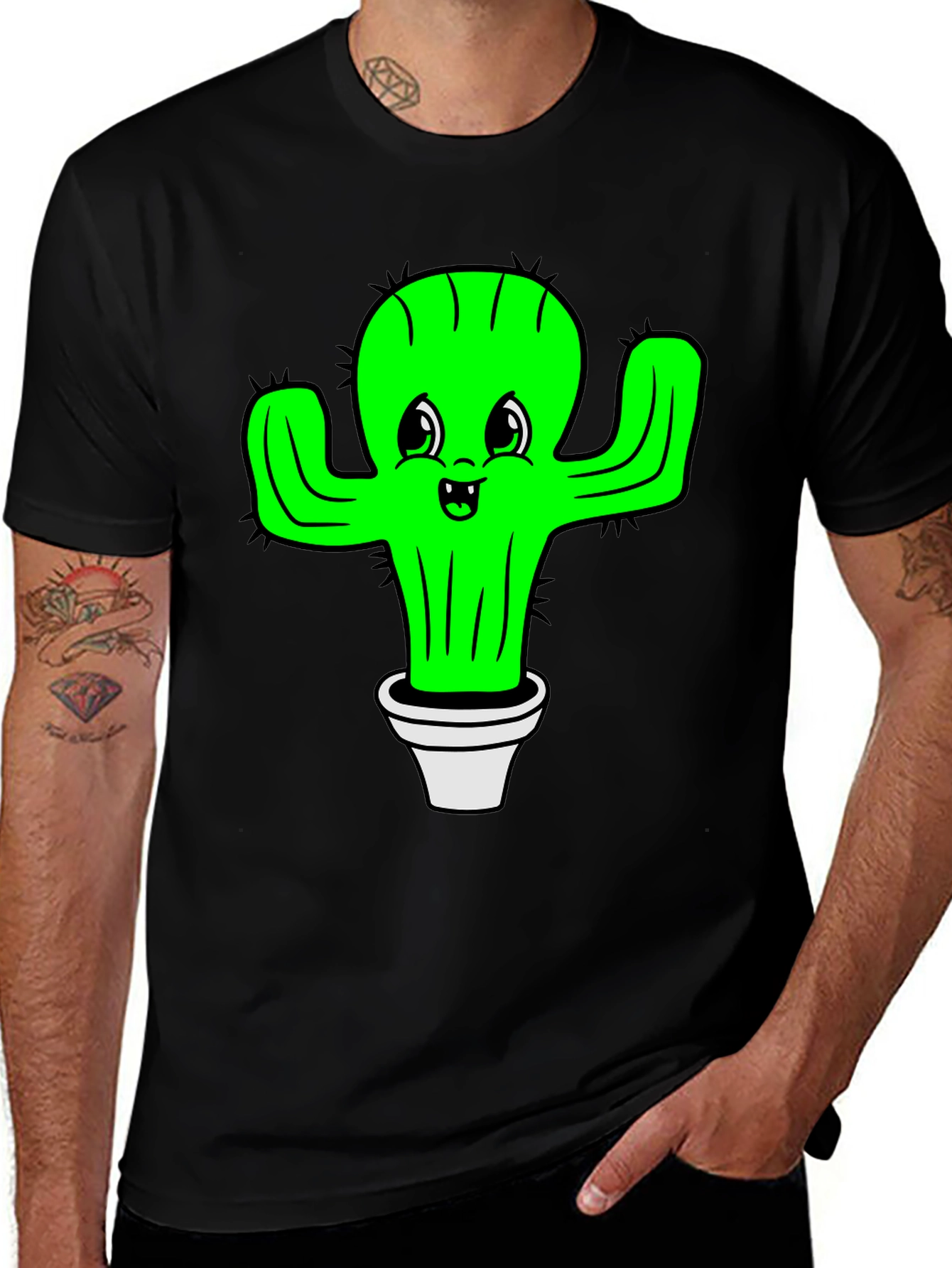 Variant 4 of Cactus Graphic Black T-Shirt
