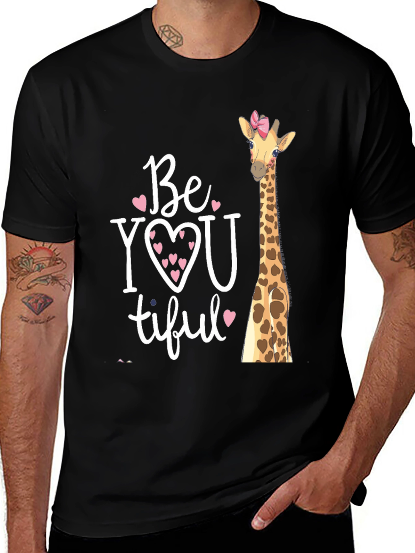 Variant 9 of BeYOUtiful Giraffe Graphic Tee - Unisex Black T-Shirt