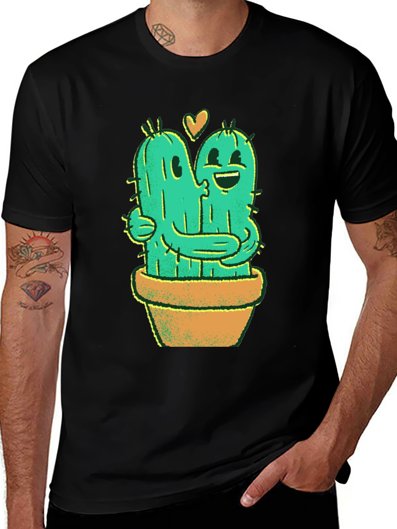 Variant 19 of Cactus Love T-Shirt - Hugging Cactus Design