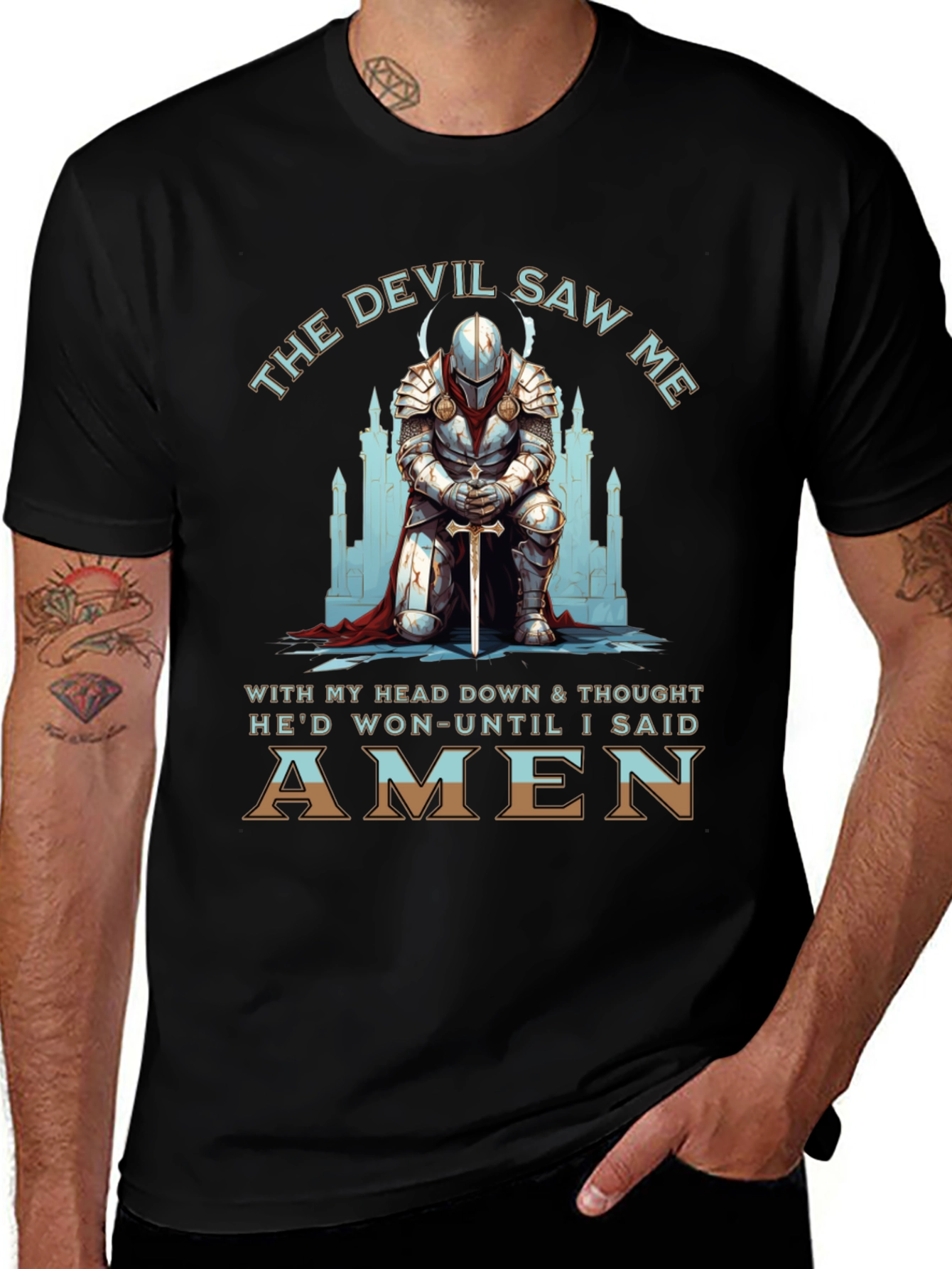 The Devil Saw Me T-Shirt - Knight & Faith Design