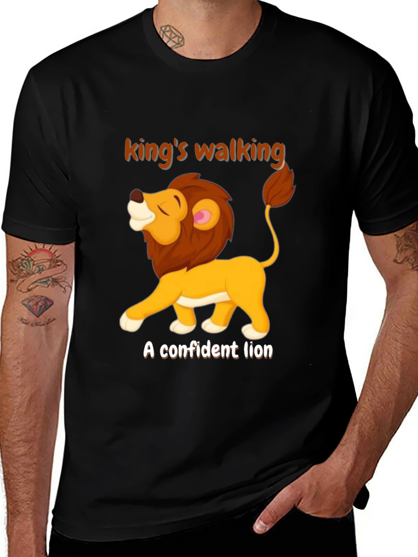 Variant 18 of King's Walking Confident Lion Graphic T-Shirt