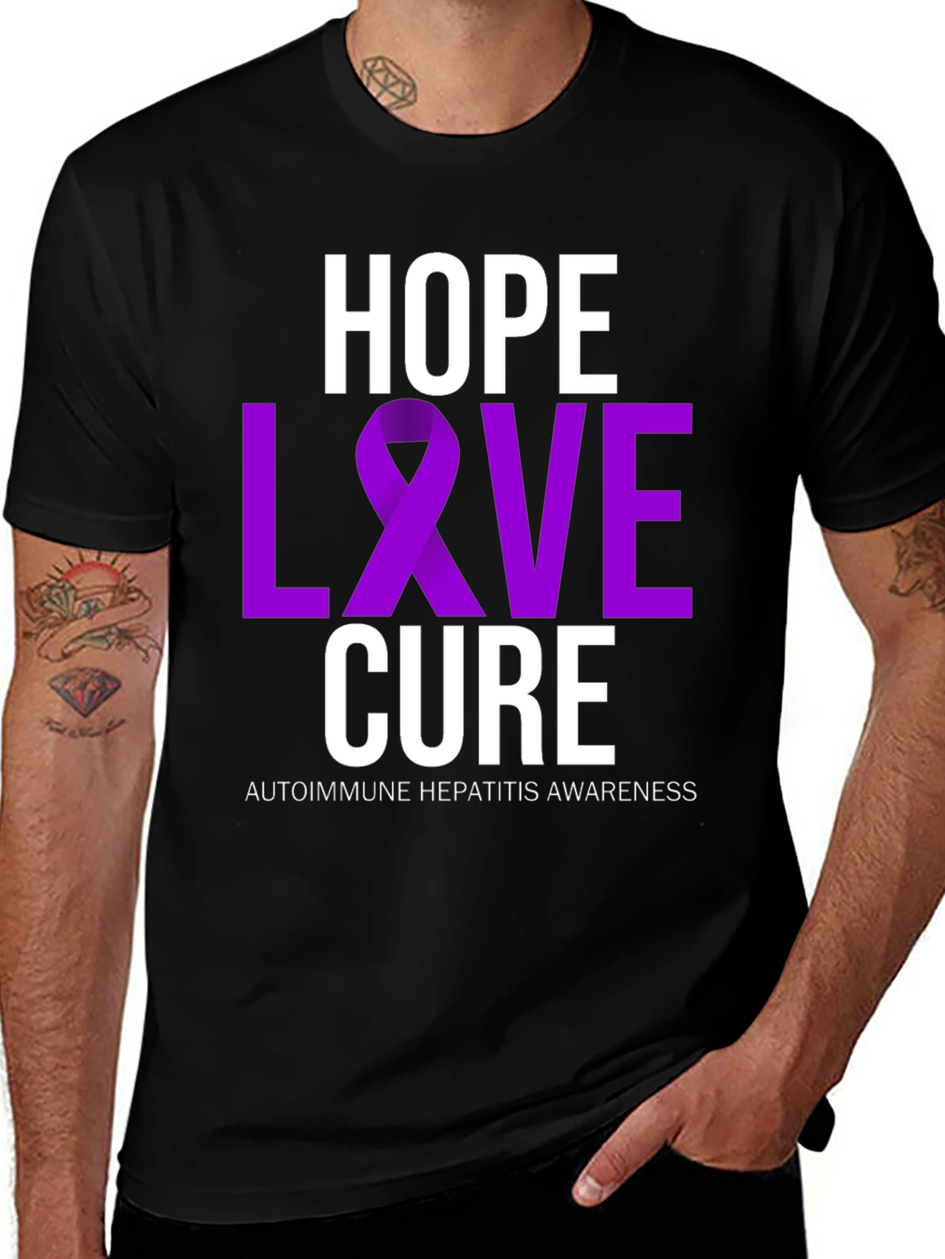 Variant 16 of Hope Love Cure T-Shirt - Autoimmune Hepatitis Awareness