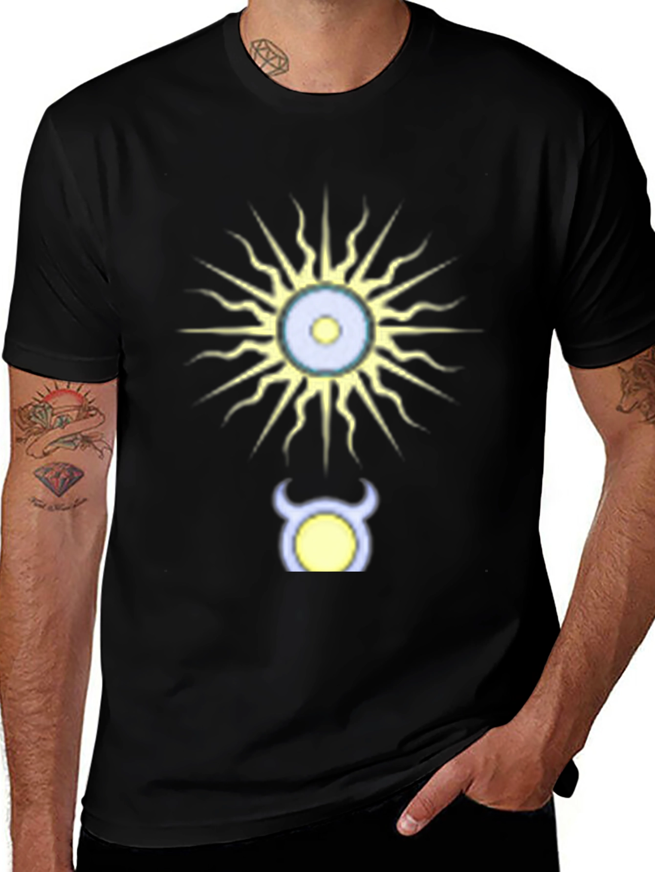 Taurus Zodiac Black T-Shirt - Sun & Bull Design
