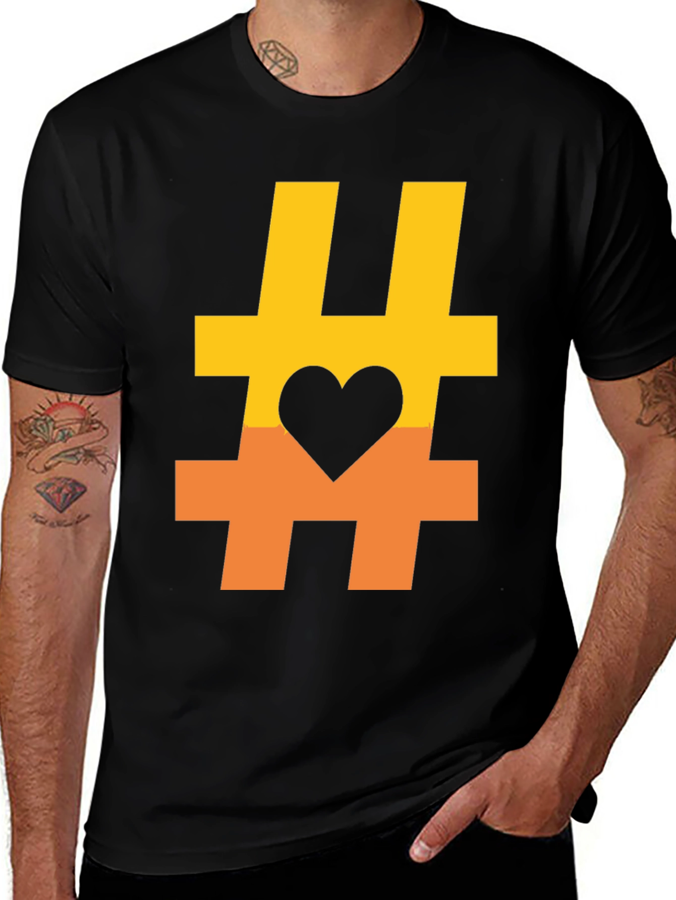 Variant 28 of Hashtag Heart Graphic Tee - Casual Black T-Shirt
