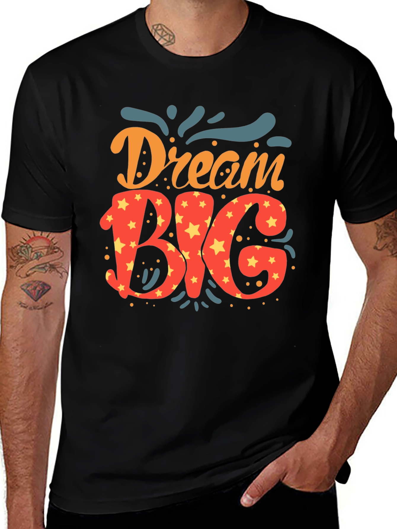 Variant 20 of Dream Big Graphic Tee - Men's Black T-Shirt